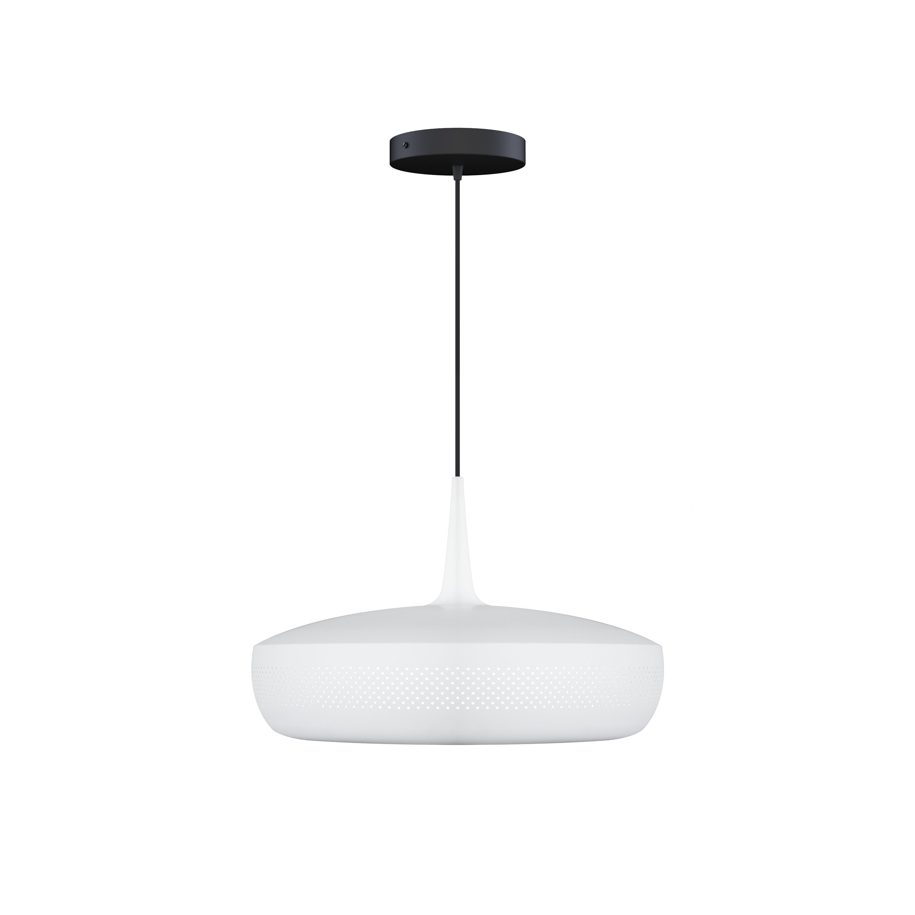 Clava Dine Pendant: Matt White + Black + Canopy