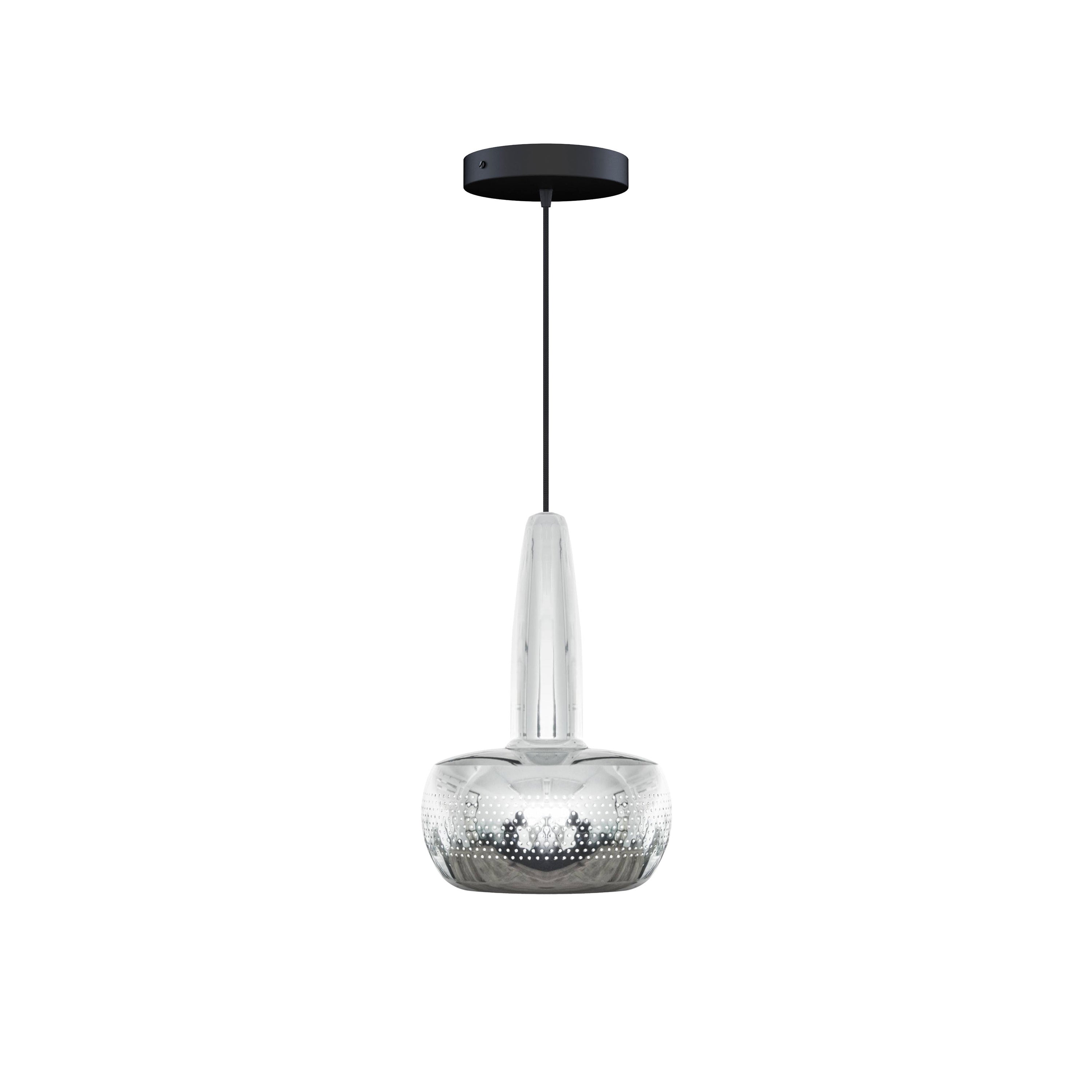 Clava Pendant: Polished Steel + Black + Canopy