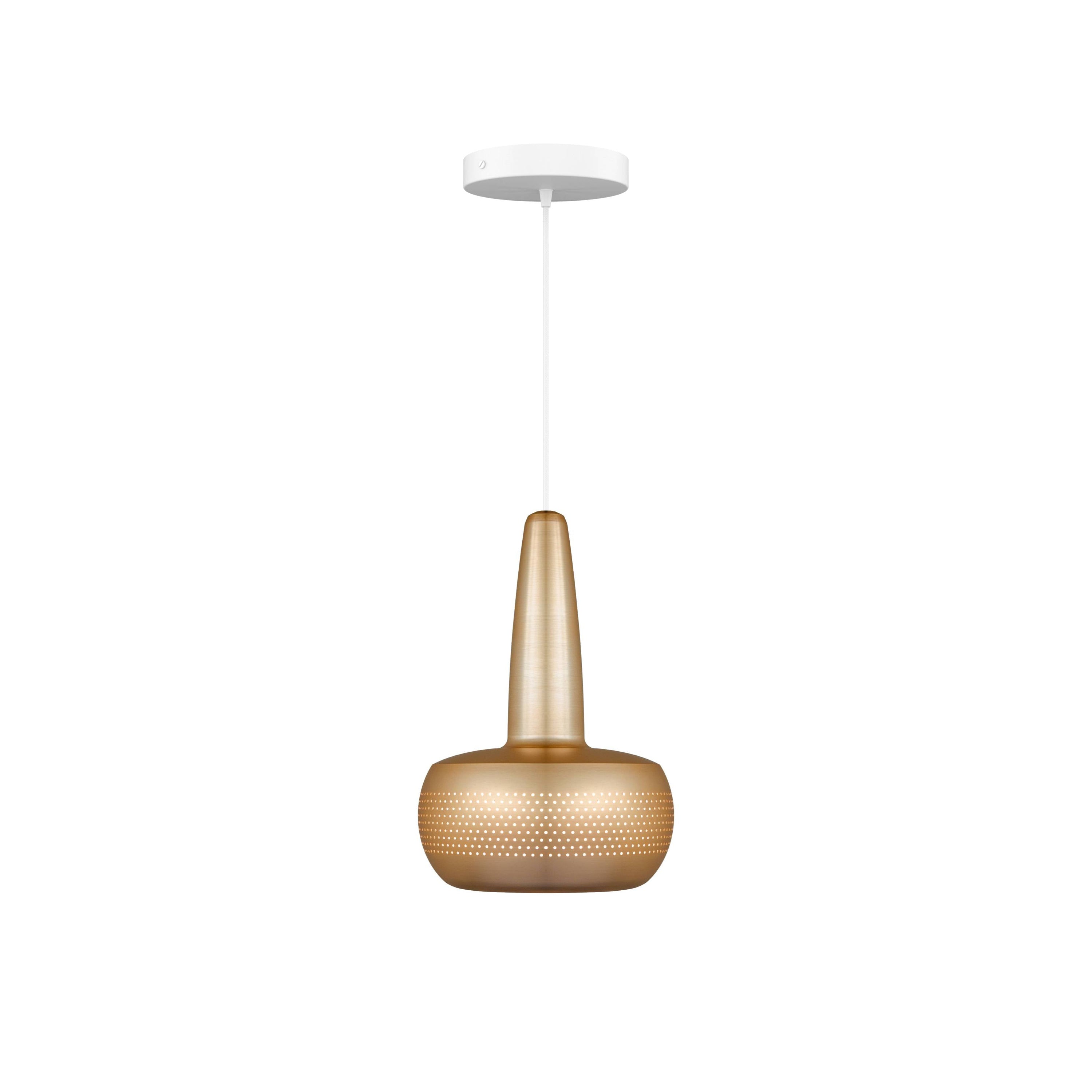 Clava Pendant: Brushed Brass + White + Canopy