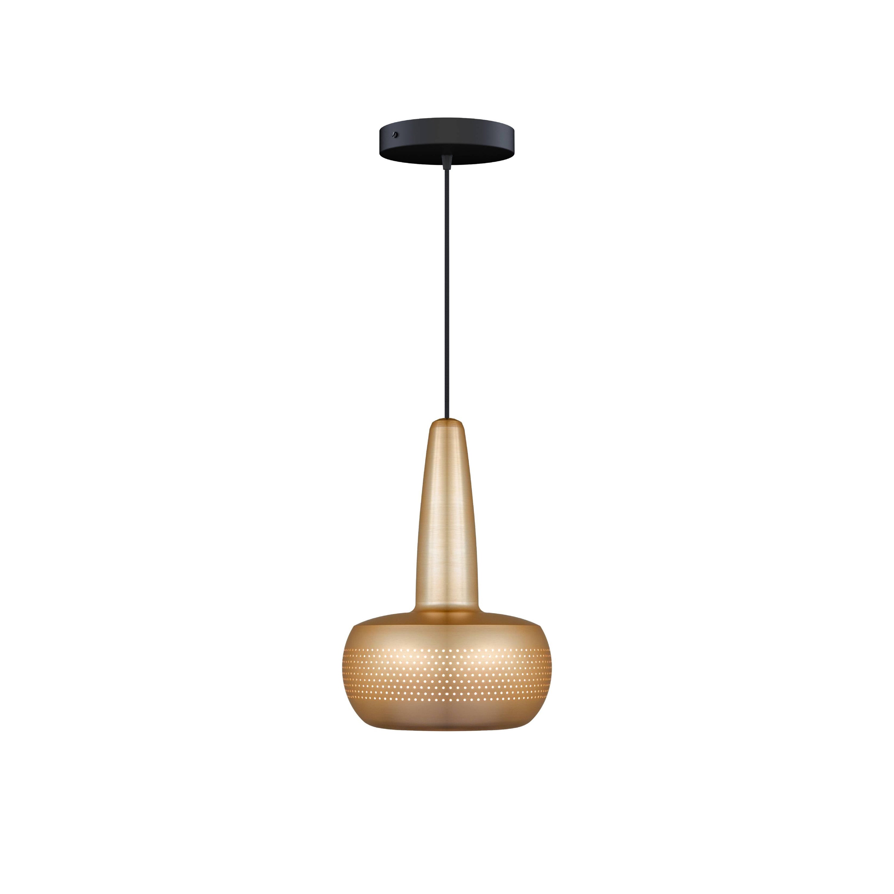 Clava Pendant: Brushed Brass + Black + Canopy