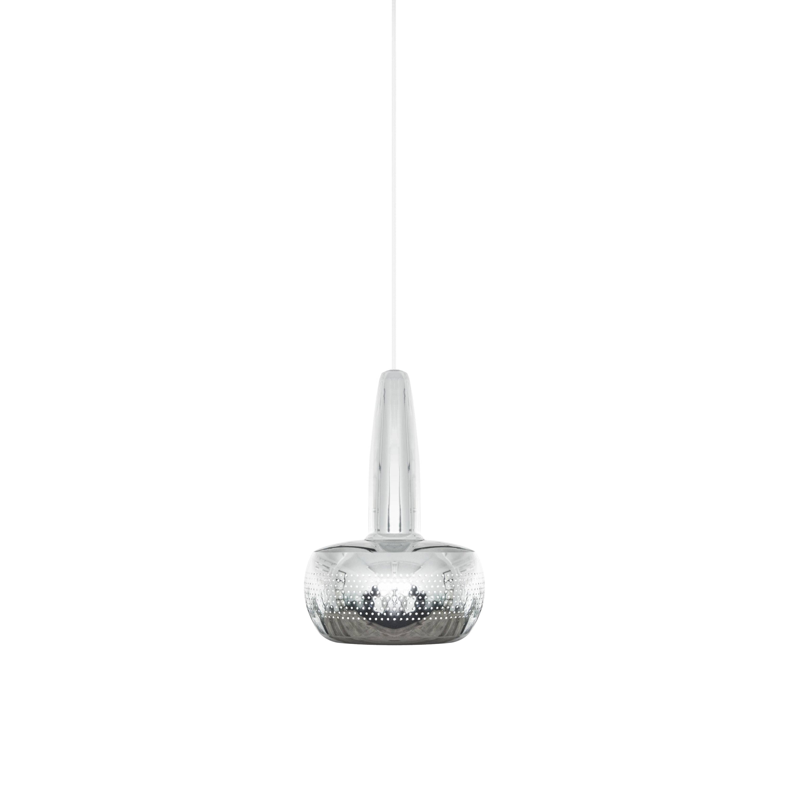 Clava Pendant: Polished Steel +White + Plug-in