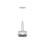 Clava Pendant: Polished Steel + White + Canopy