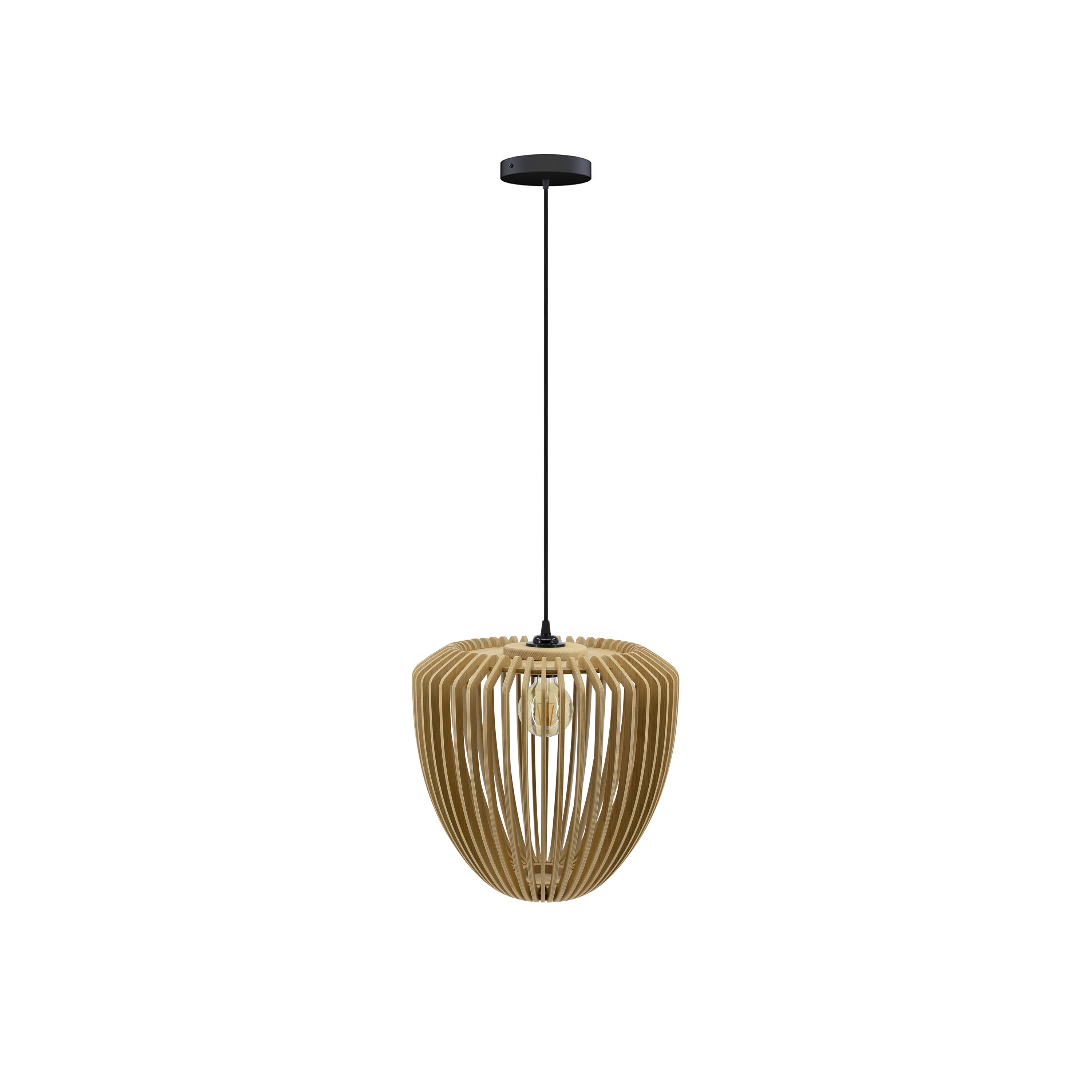 Clava Wood Pendant: Oak + Black + Canopy
