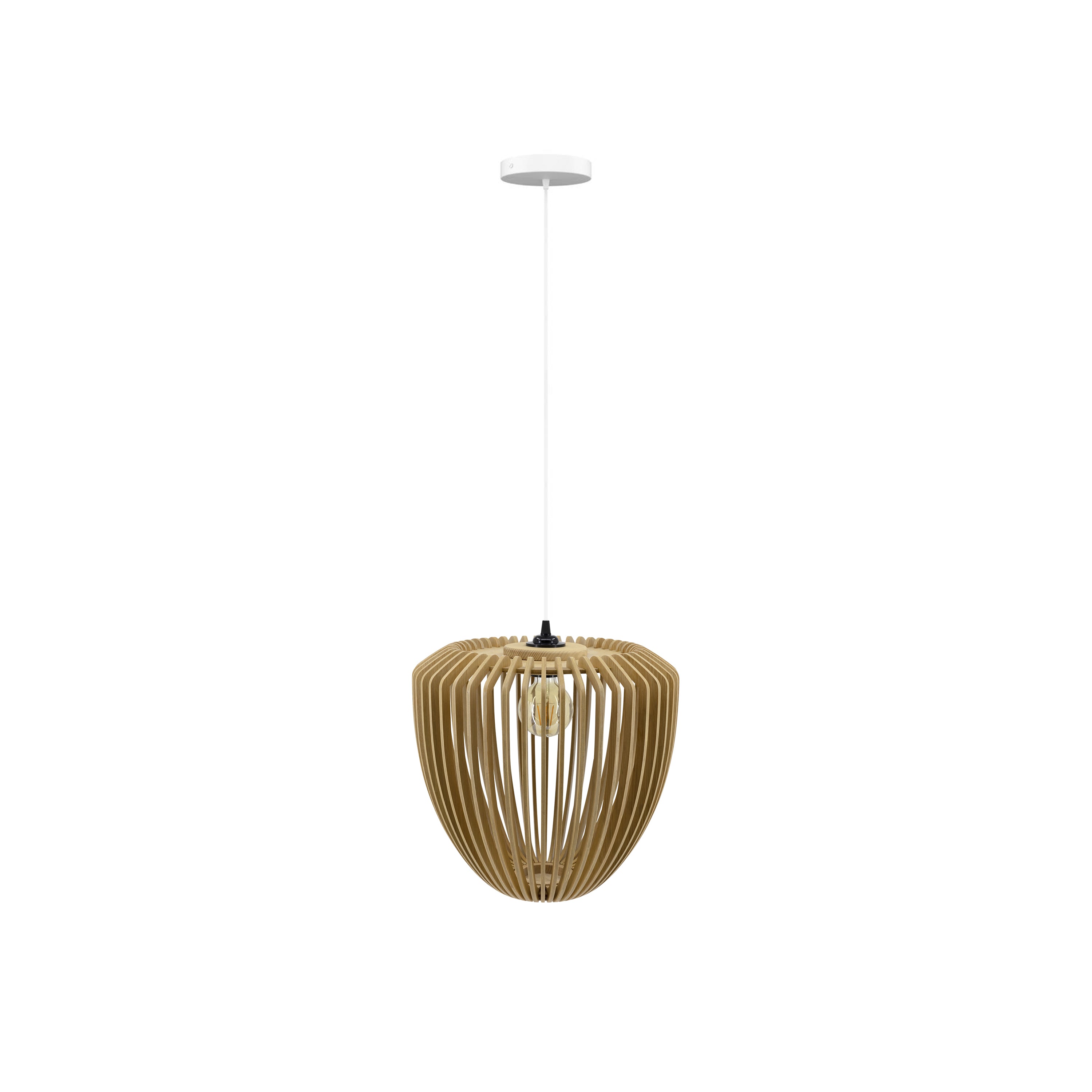 Clava Wood Pendant: Oak + White + Canopy