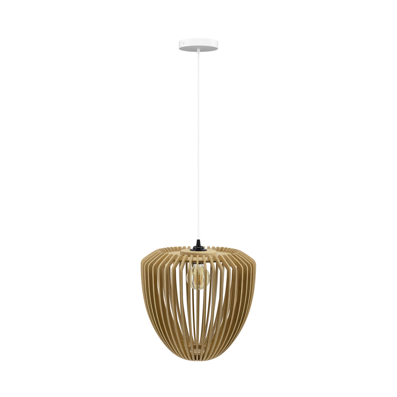 Clava Wood Pendant: Oak + White + Canopy