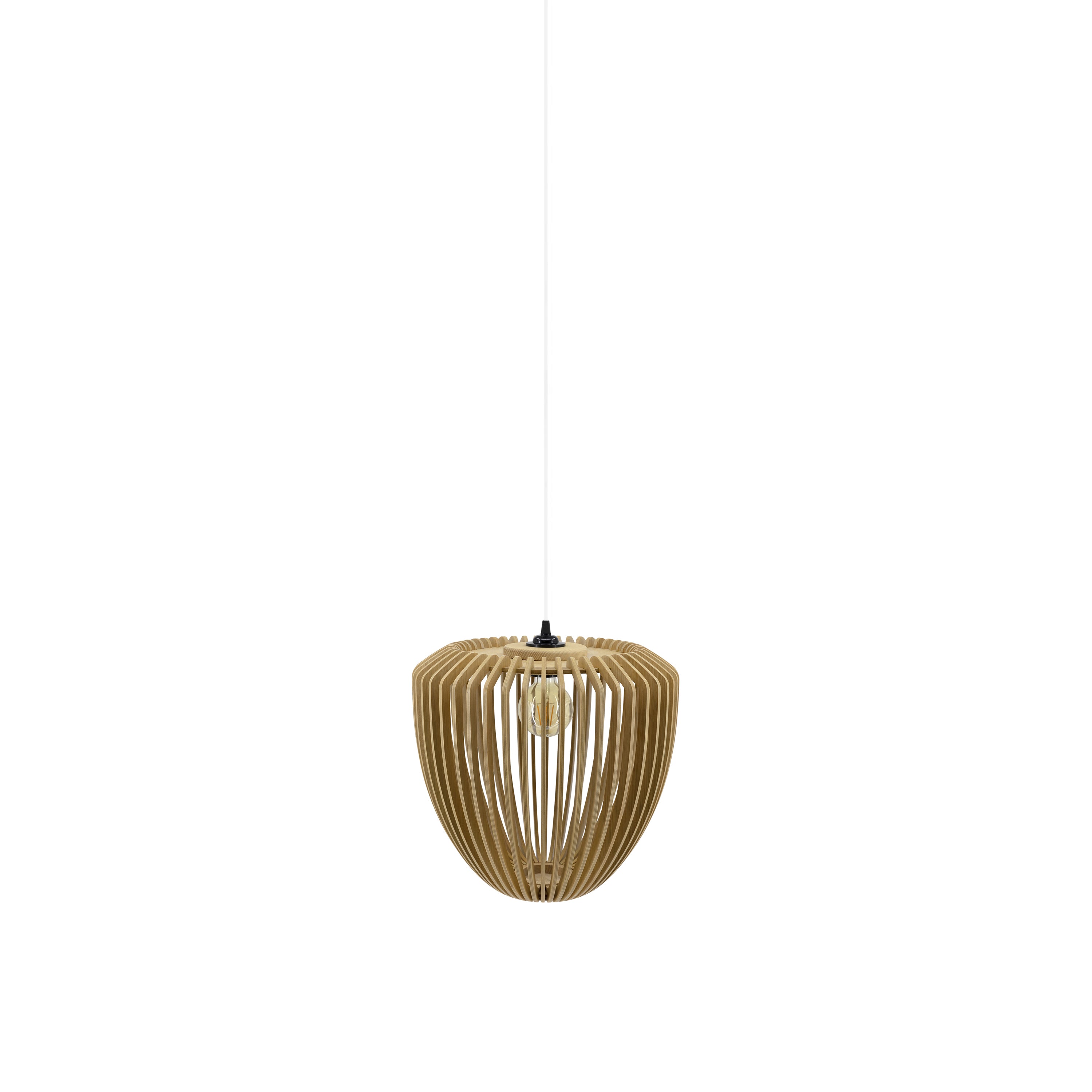 Clava Wood Pendant: Oak + White + Plug-in