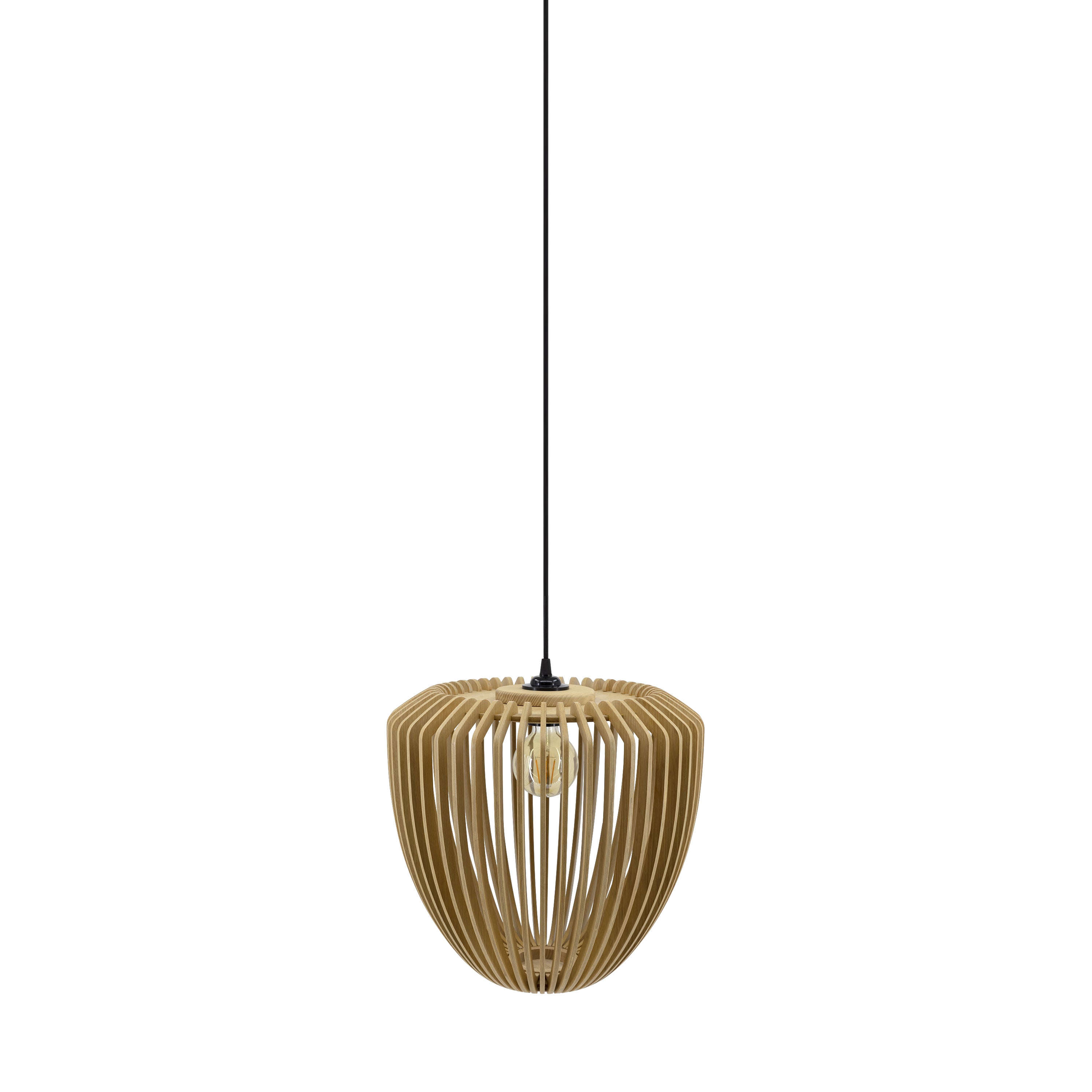 Clava Wood Pendant: Oak + Black + Plug-in