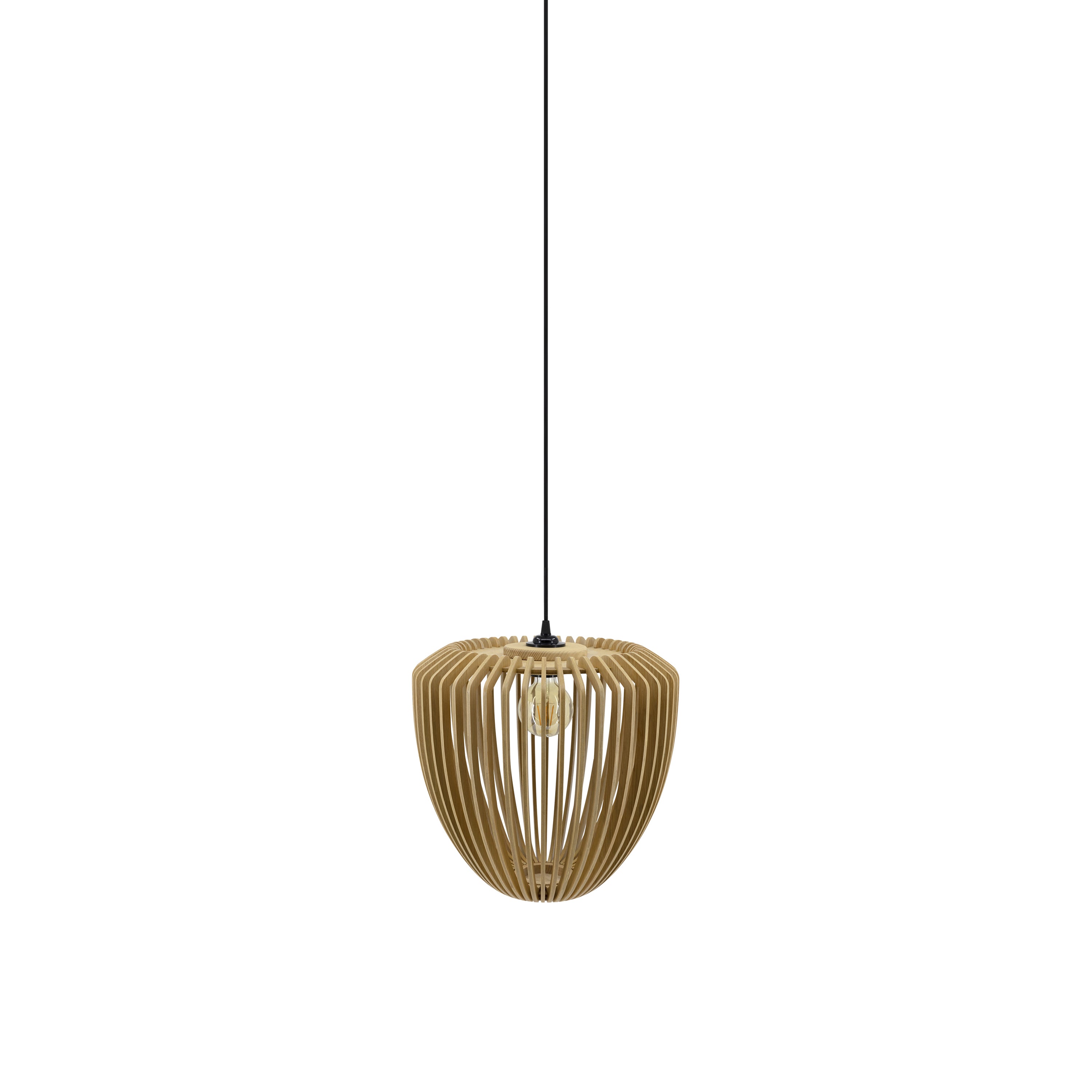 Clava Wood Pendant: Oak + Black + Plug-in