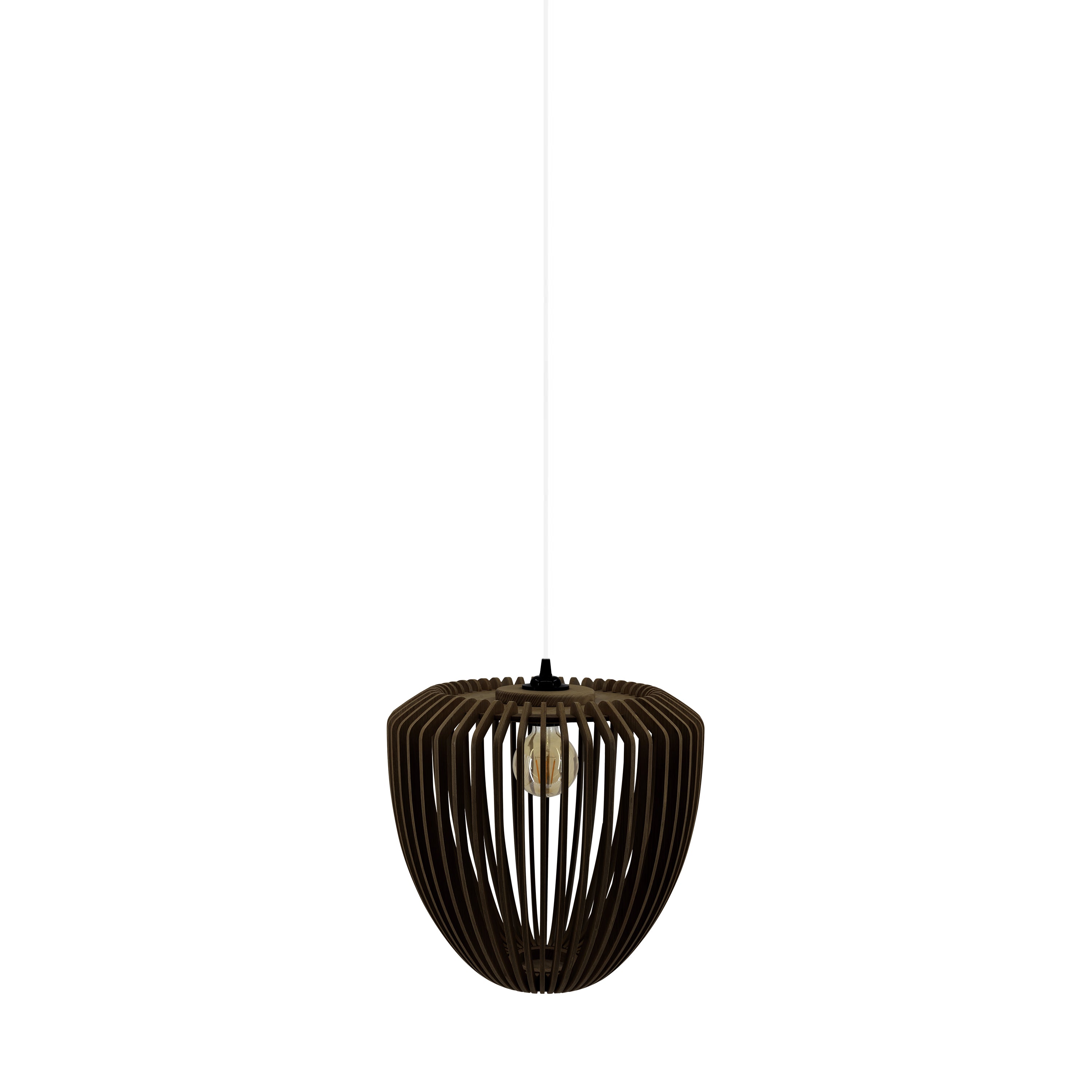 Clava Wood Pendant:  Dark Oak + White + Plug-in