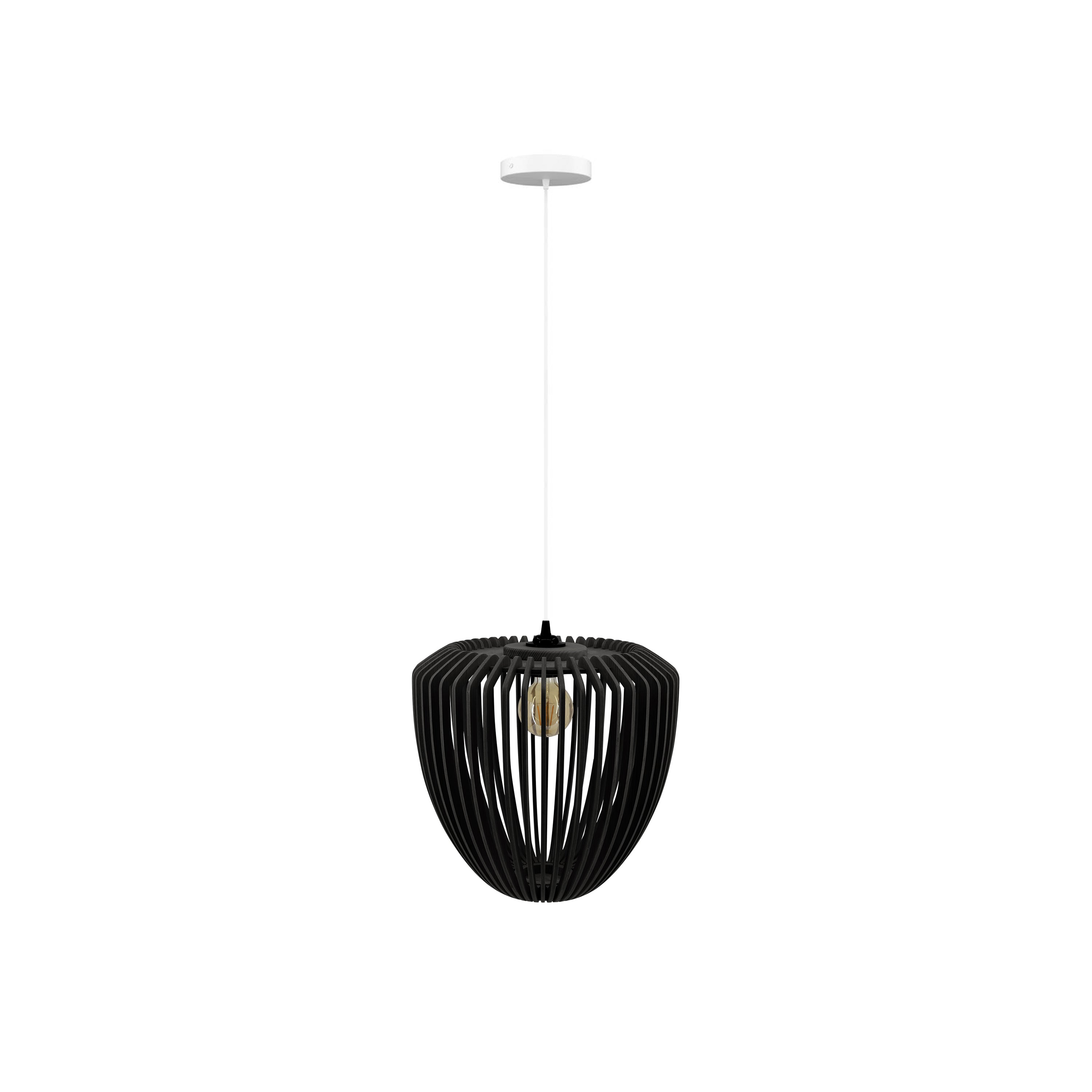 Clava Wood Pendant: Black Oak + White +  Canopy