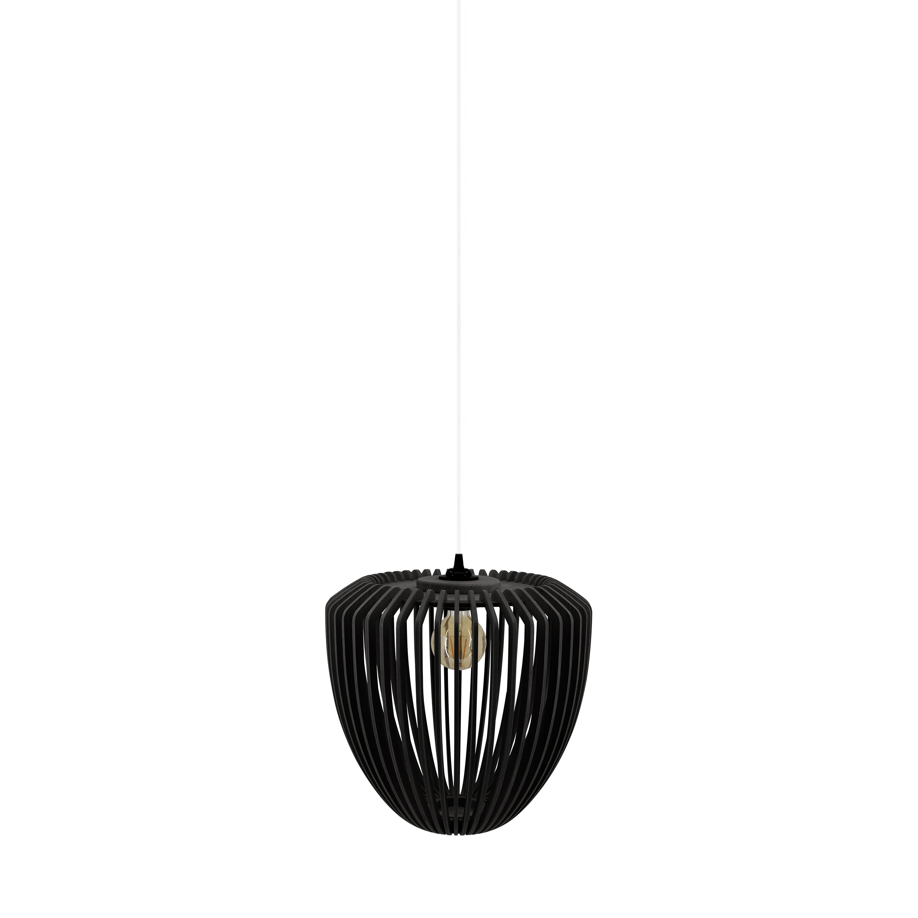 Clava Wood Pendant: Black Oak + White +  Plug-in