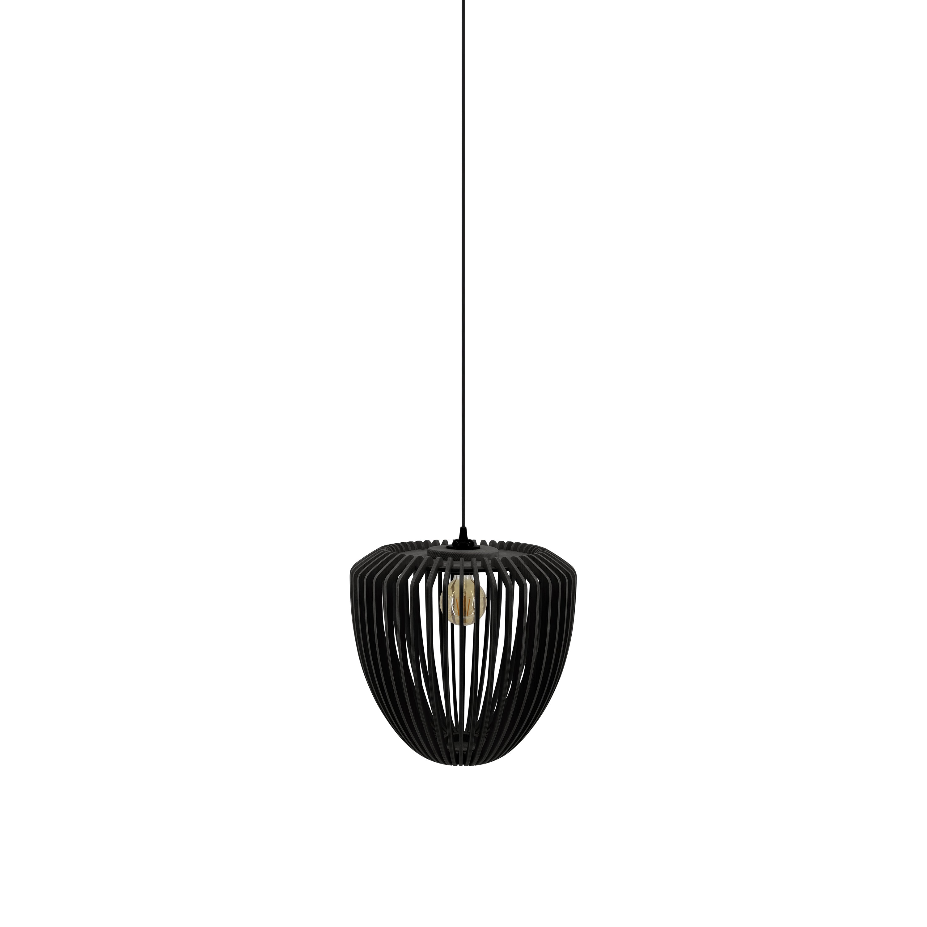 Clava Wood Pendant: Black Oak + Black + Plug-in