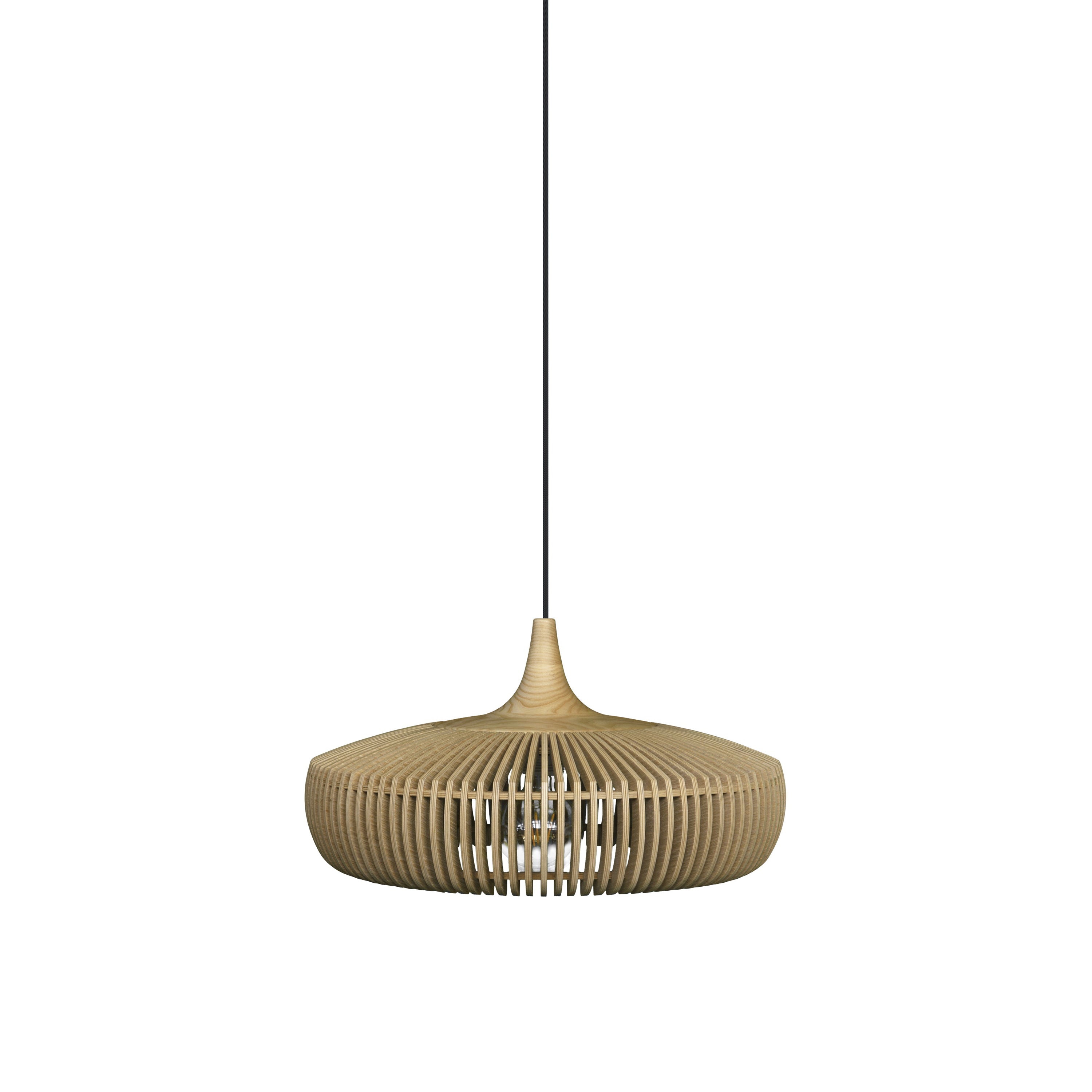 Clava Dine Wood Pendant: Natural Oak + Black (Plug-in)