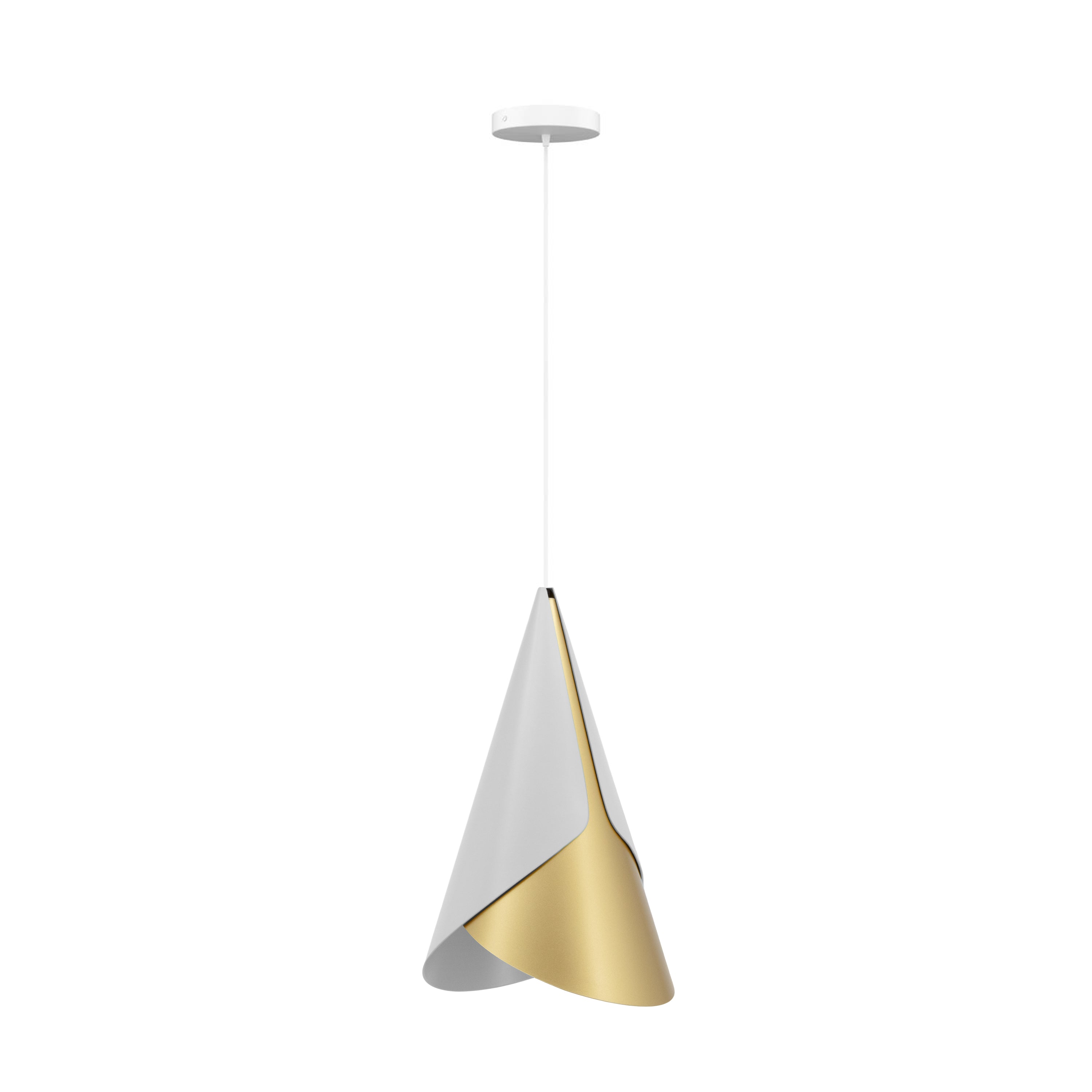 Cornet Pendant: Nuance Mist + Brass + White + Canopy