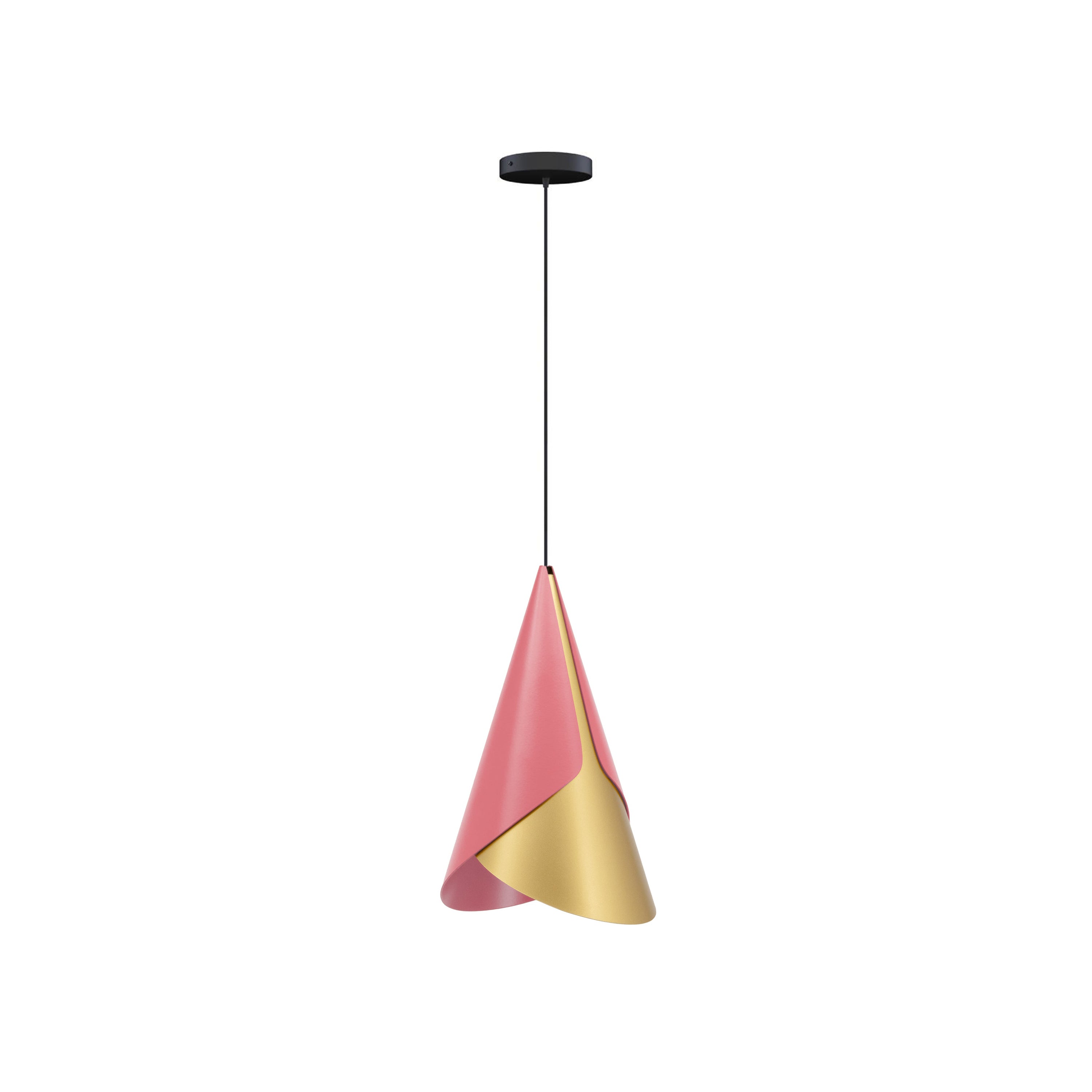 Cornet Pendant: Nuance Rose + Brass + Black + Canopy