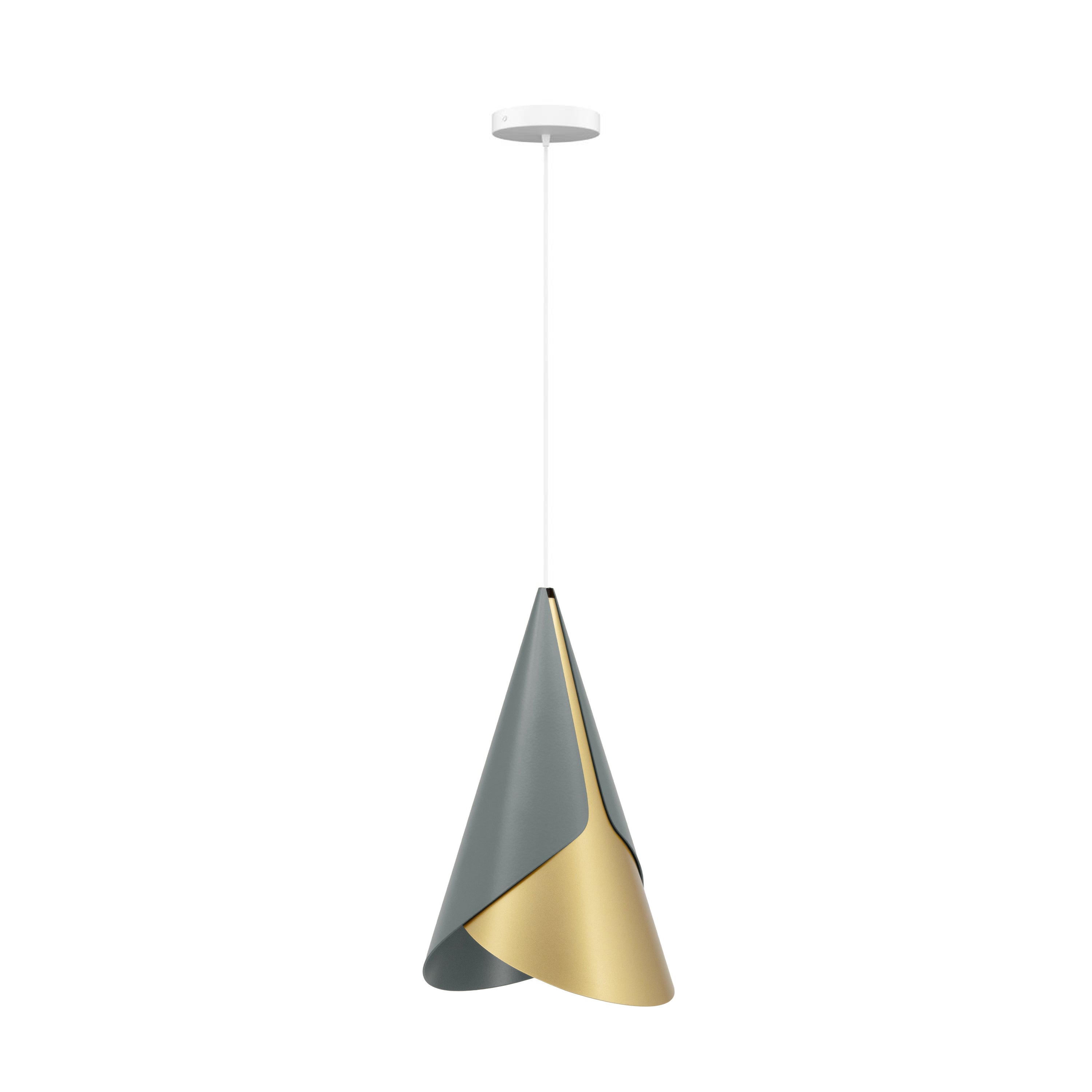 Cornet Pendant: Slate + Brass + White + Canopy