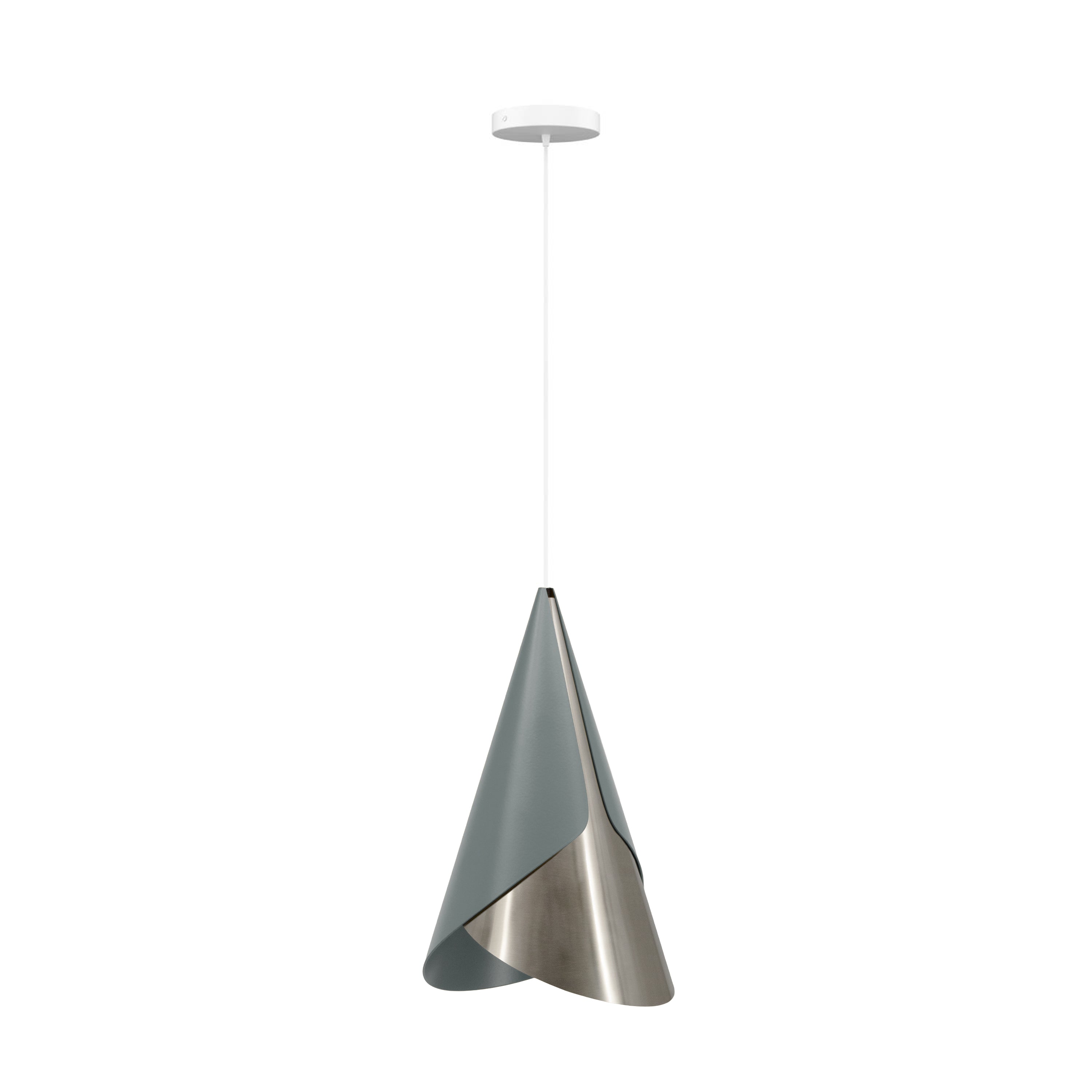 Cornet Pendant: Slate + Steel + White + Canopy