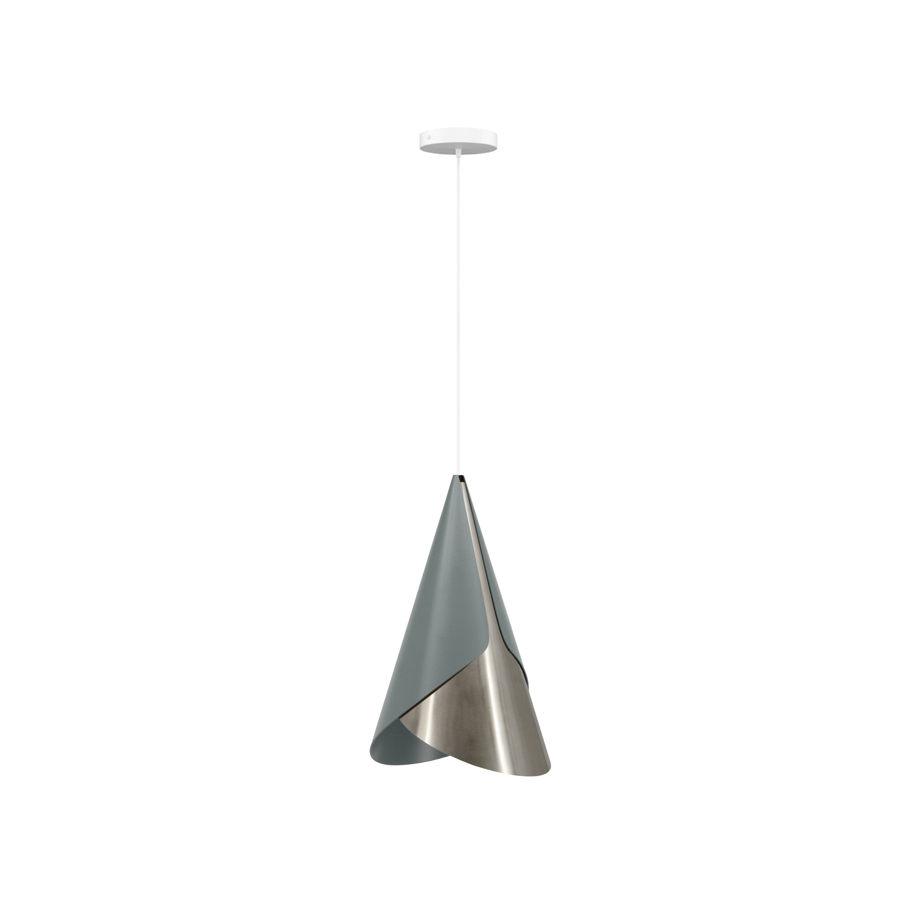 Cornet Pendant: Slate + Steel + White + Canopy