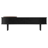 Audacious TV Bench: Black Oak + With Cushion + Charcoal