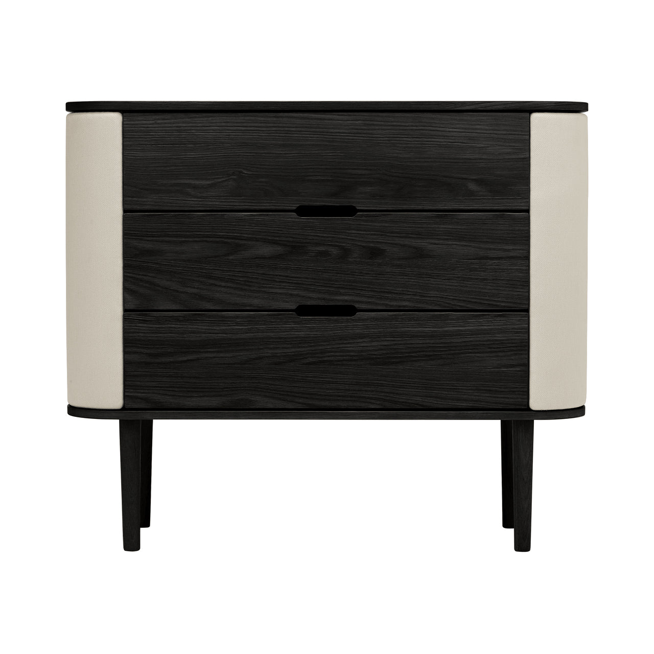 Treasures Dresser: Upholstered + Black Oak + White Sands