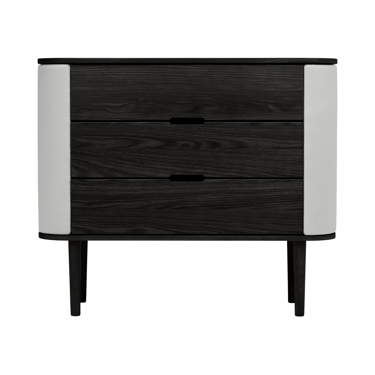 Treasures Dresser: Upholstered +Black Oak +Sterling