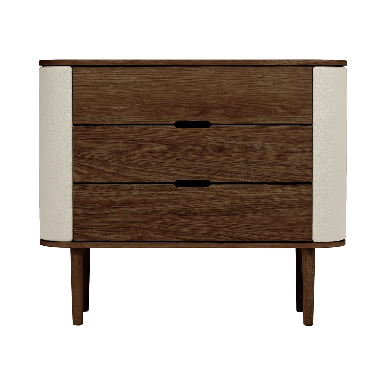 Treasures Dresser: Upholstered + Dark Oak + White Sands