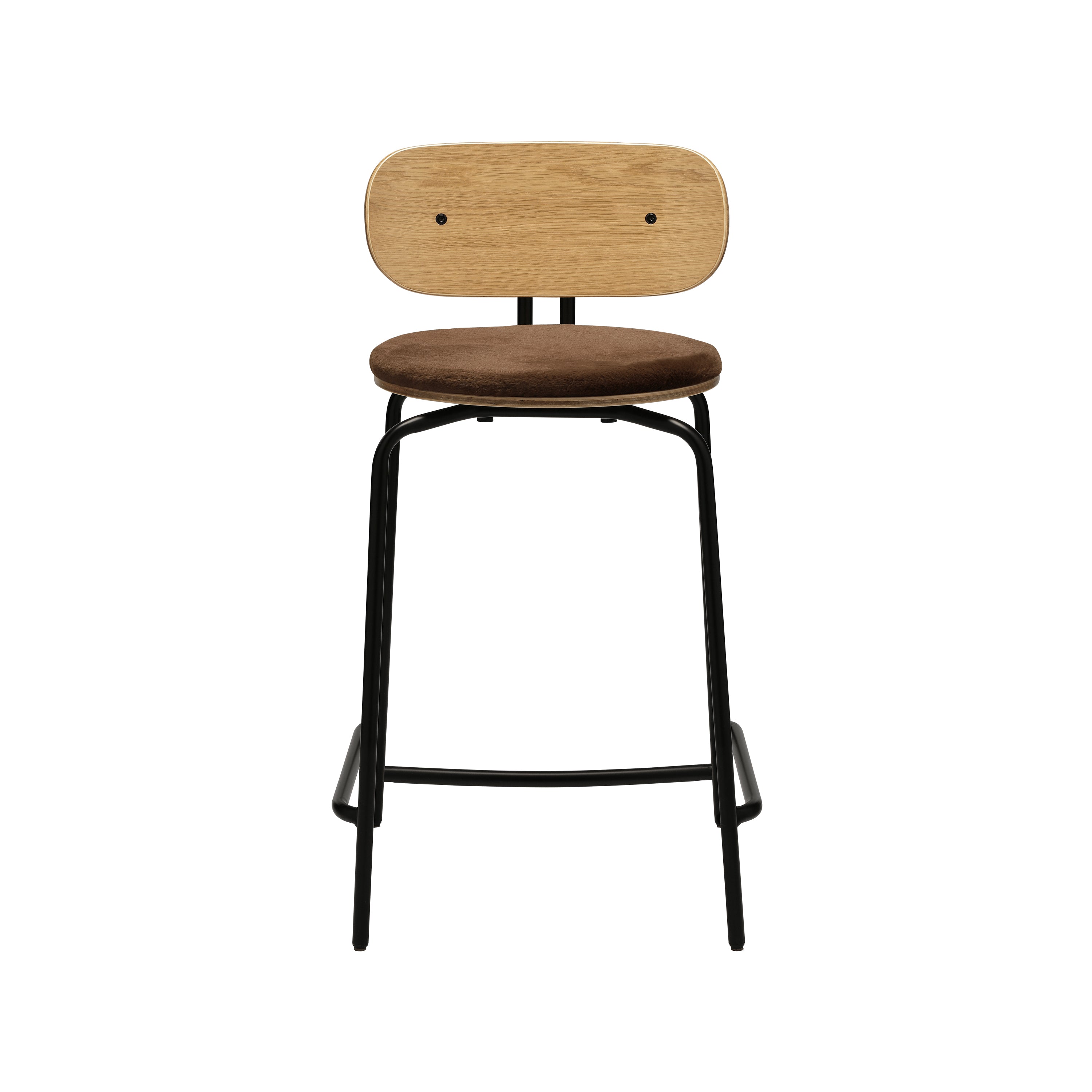 Curious Bar + Counter Stool: Counter + Black + With Teddy Brown