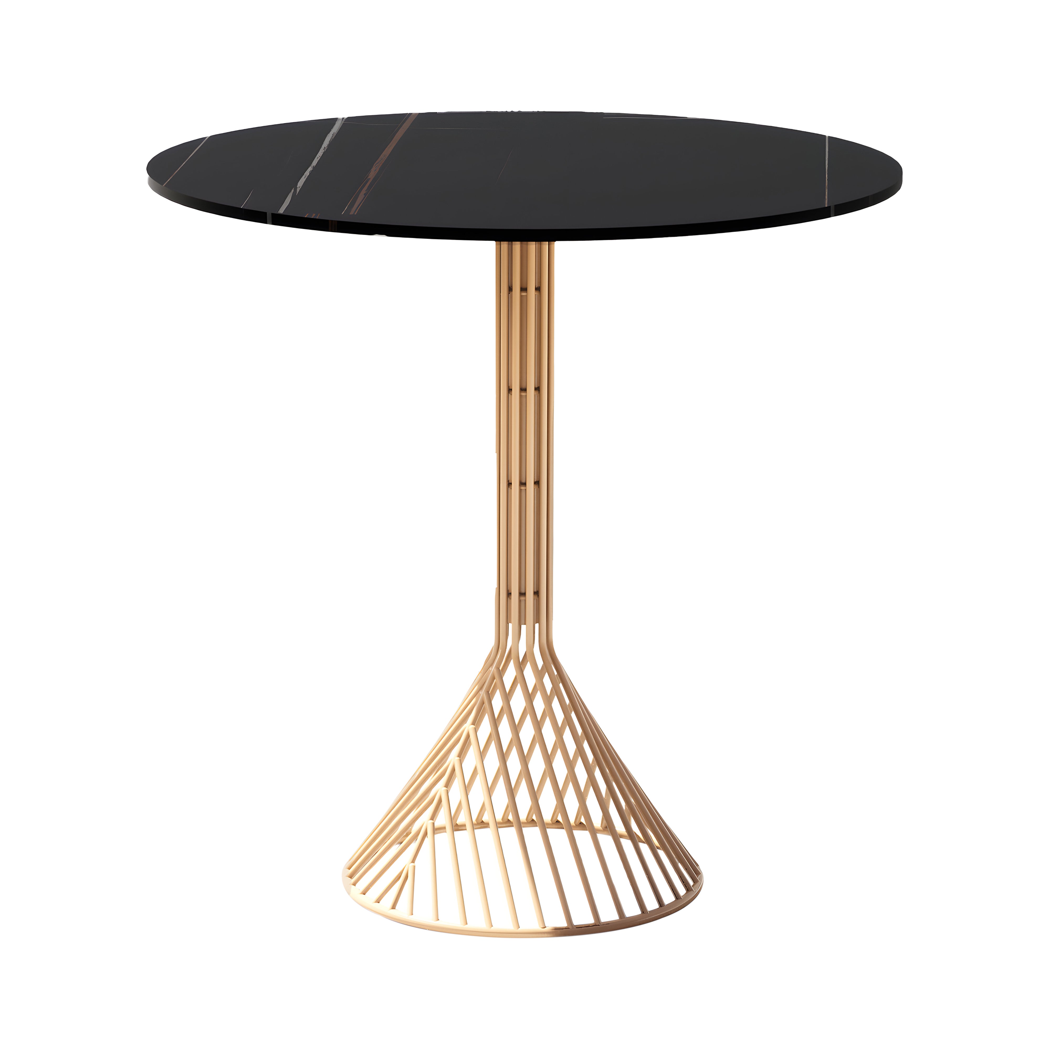 Bistro Cafe Table with Stone Top: Tan + Black