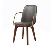 Utility Highback Dining Armchair: Dark Brown Oak