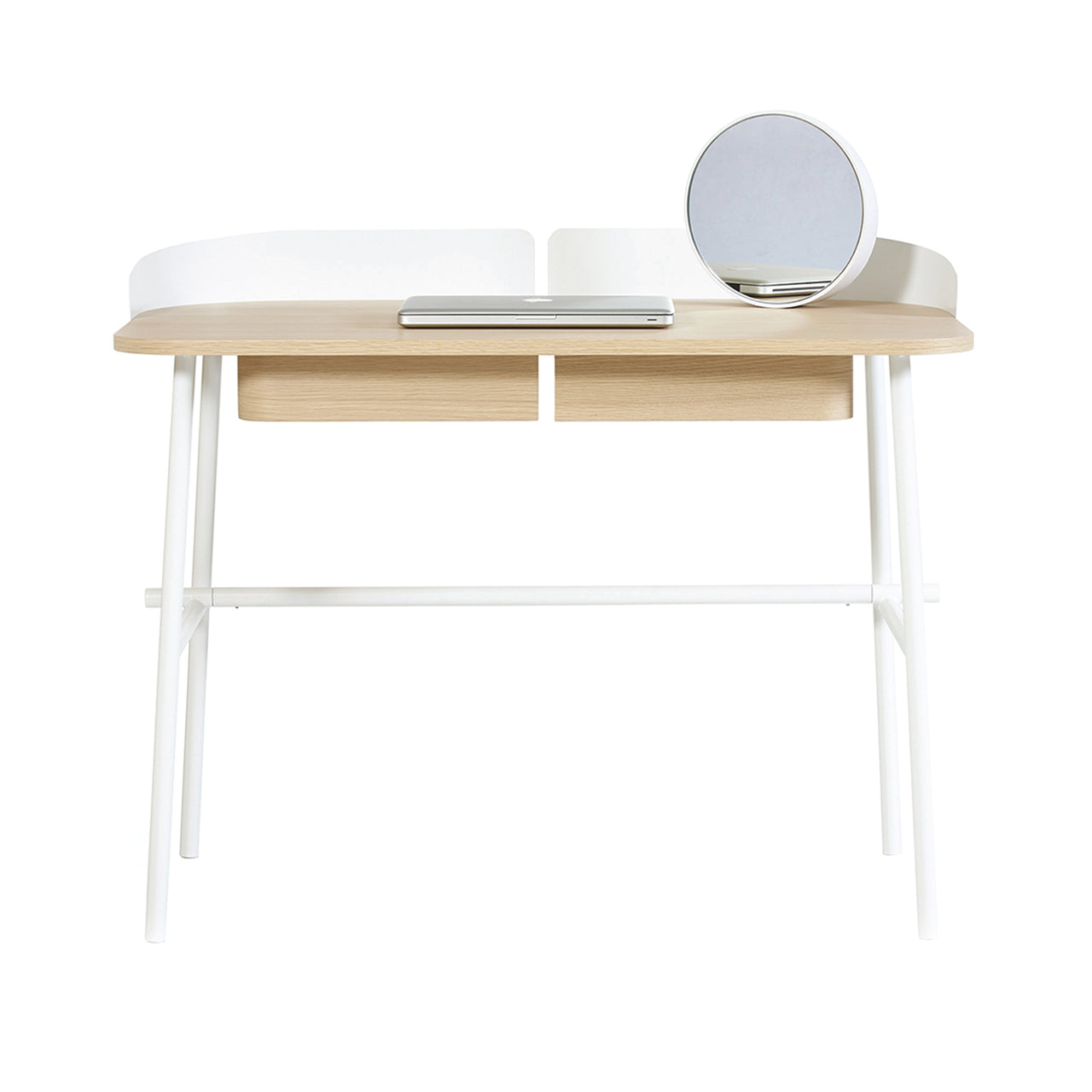 Victor Desk: Natural Oak + White