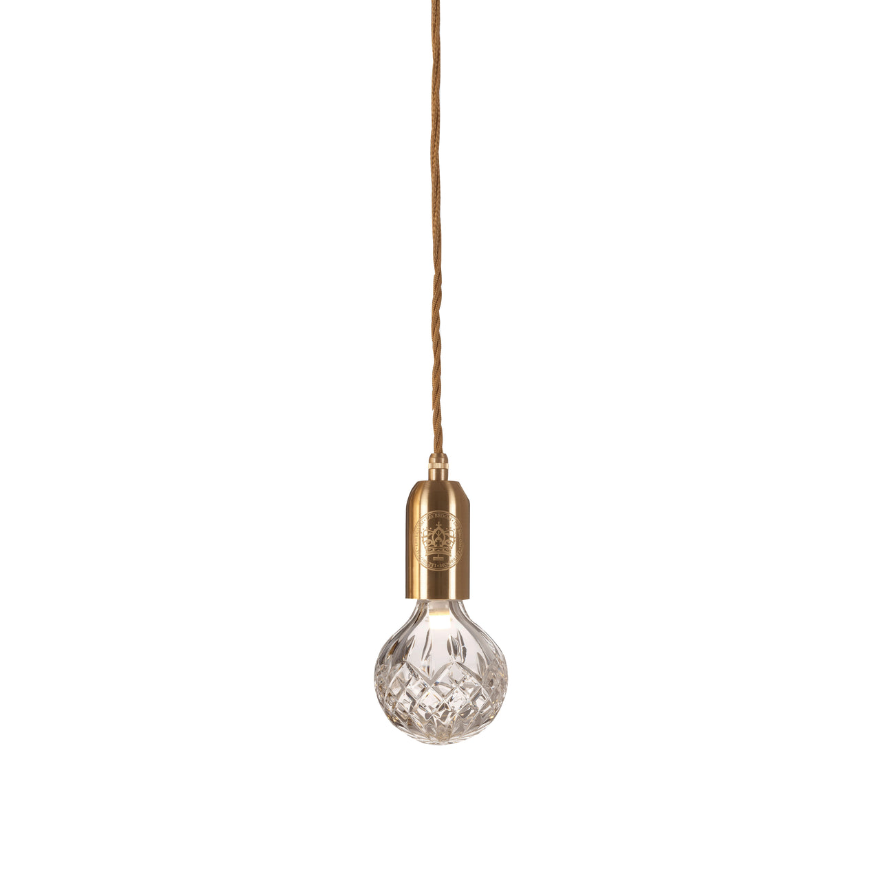 Crystal Bulb + Pendant: Bulb + Brushed Brass Fitting + Clear