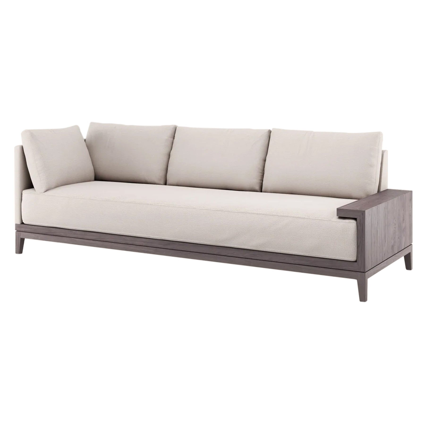 Varick Chaise: Seat + Back Upholstered + Right + Soaped Walnut