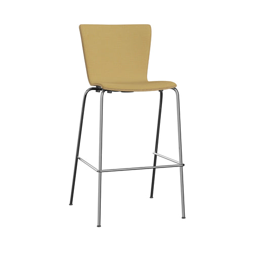 Vico Duo Bar + Counter Chair: Front Upholstered + Bar + Clear Lacquered Oak + Chrome