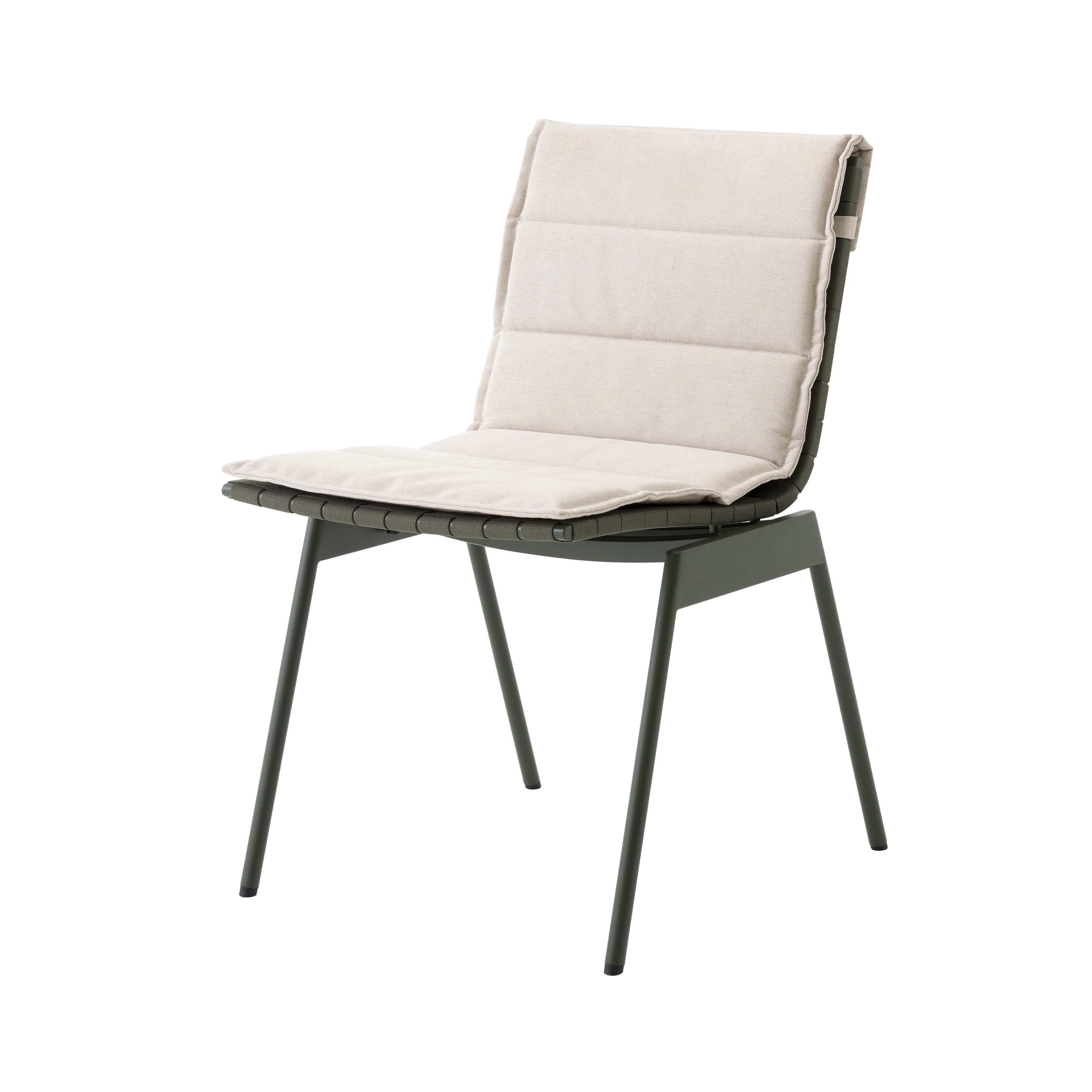 Ville AV33 Side Chair: Outdoor + Bronze Green + With Heritage Papyrus Cushion