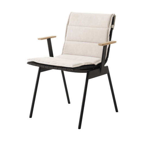 Ville AV34 Stacking Outdoor Armchair: Set of 2 + Warm Black + With Heritage Papyrus Cushion