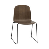 Visu Chair: Sled Base + Black + Stained Dark Brown