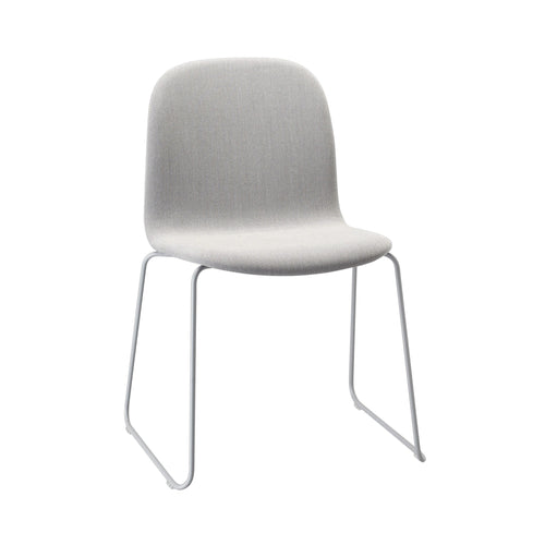 Visu Chair: Sled Base with Linking Device + Upholstered + Grey