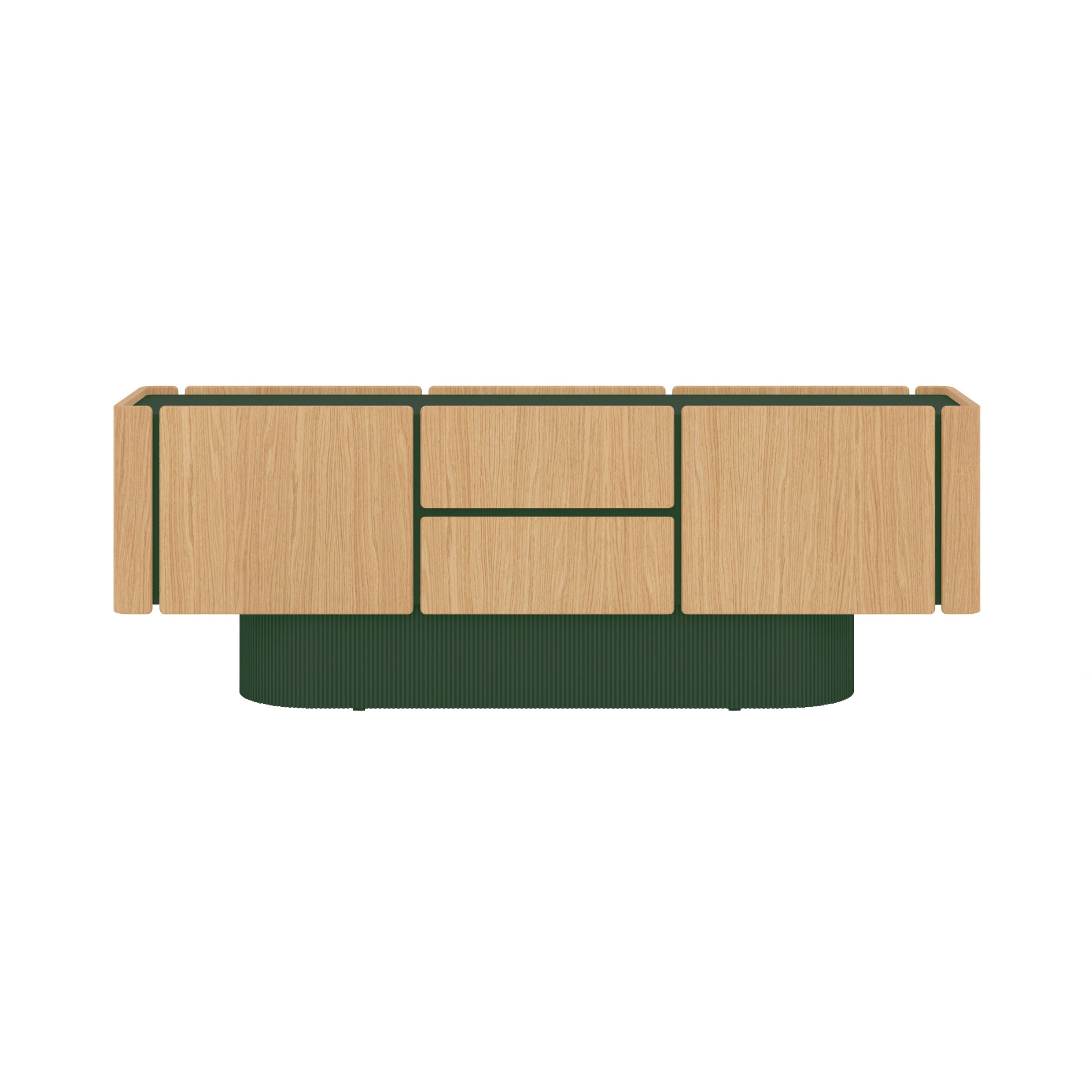 Dune Sideboard: 4 Doors + 2 Drawers + Super-Matt Oak + Forest Green