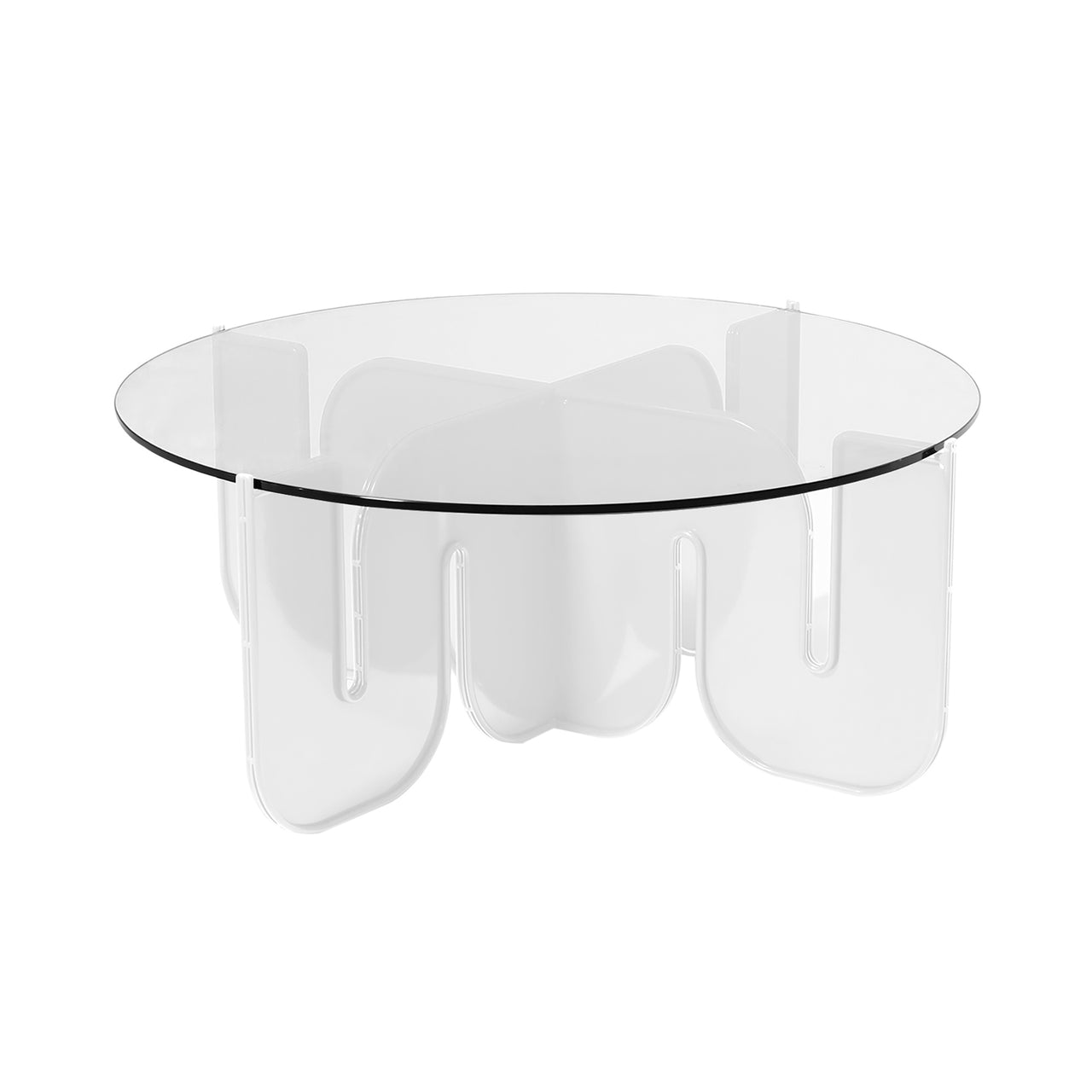 Wave Table: White + Clear Glass