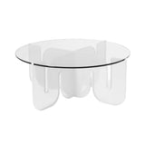 Wave Table: White + Clear Glass