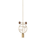 Wooden Dots Suspension Lamp with Stem: Circle + Gold + 1 Stem + Gold + Walnut