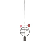Wooden Dots Suspension Lamp with Stem: Circle + Graphite + 1 Stem + Graphite + Pink + Red
