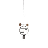 Wooden Dots Suspension Lamp with Stem: Circle + Graphite + 1 Stem + Graphite + Walnut