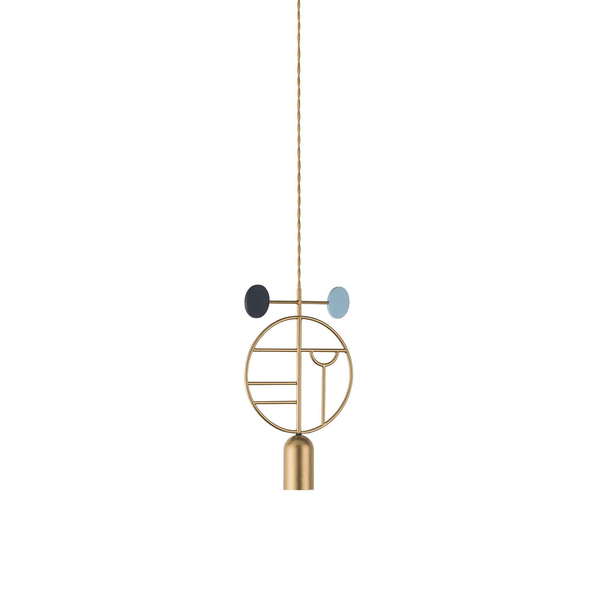 Wooden Dots Suspension Lamp with Stem: Circle + Gold + 1 Stem +