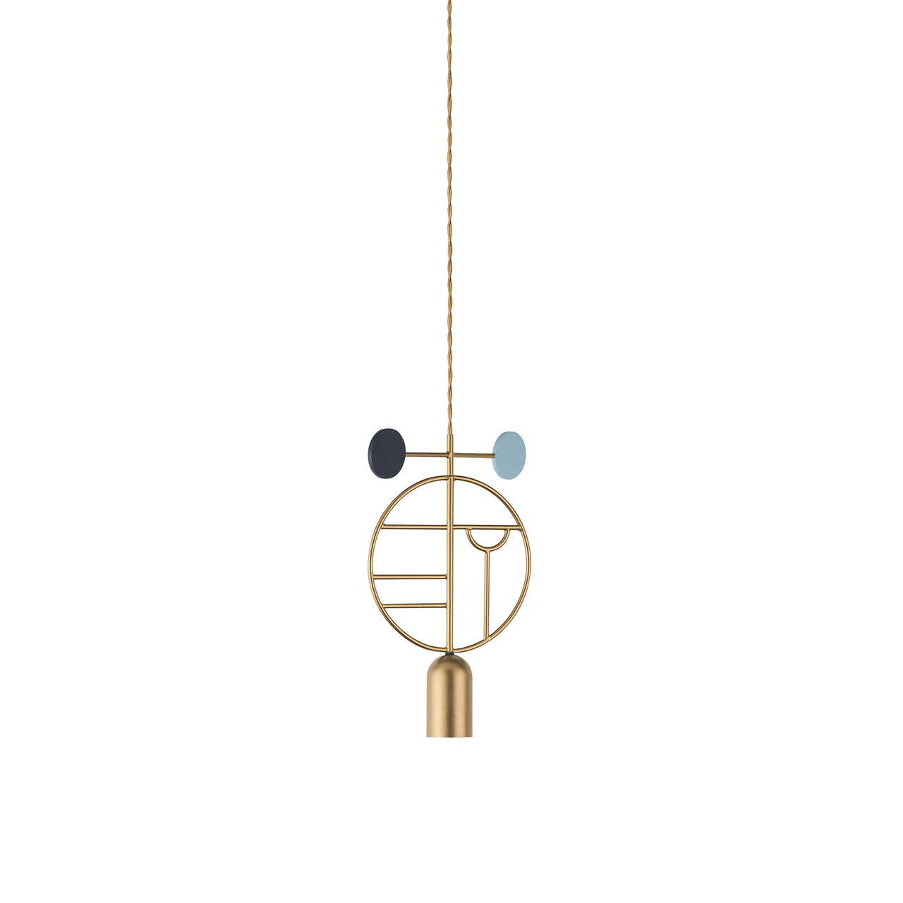 Wooden Dots Suspension Lamp with Stem: Circle + Gold + 1 Stem +