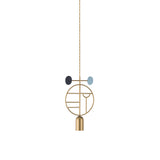 Wooden Dots Suspension Lamp with Stem: Circle + Gold + 1 Stem +