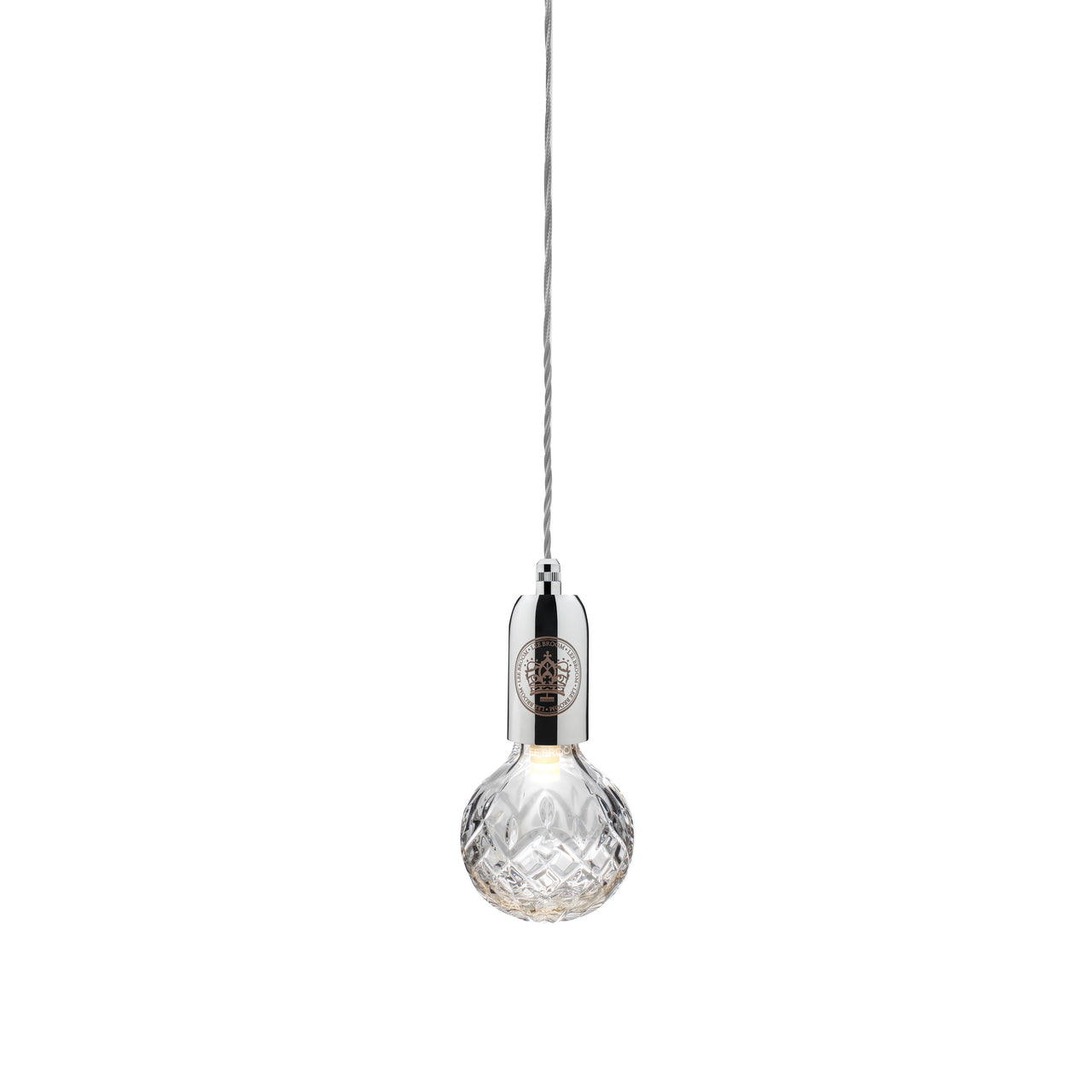 Crystal Bulb + Pendant: Polished Chrome Fitting + Clear