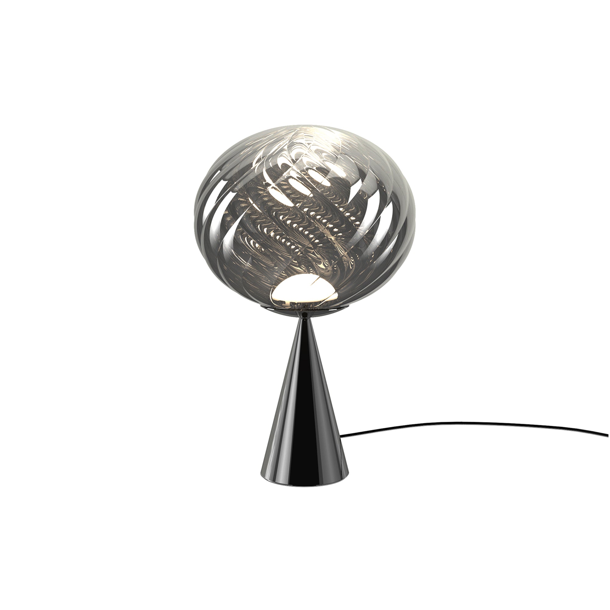 Whirl Cone Fat Table Lamp: Silver + Black