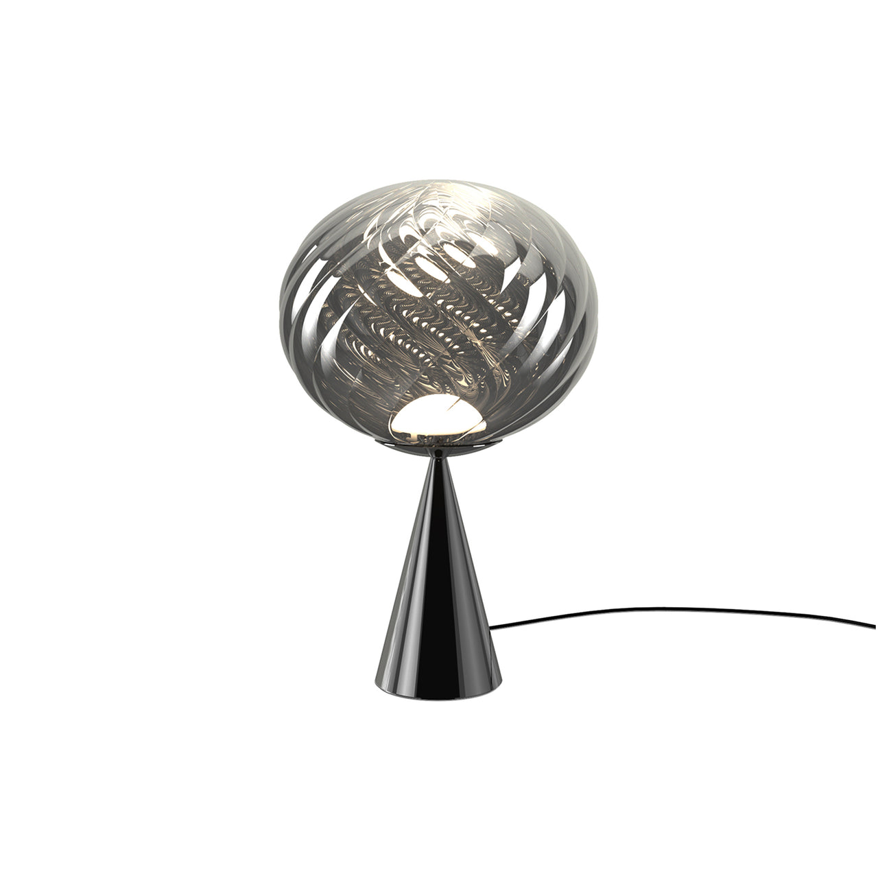 Whirl Cone Fat Table Lamp: Silver + Black