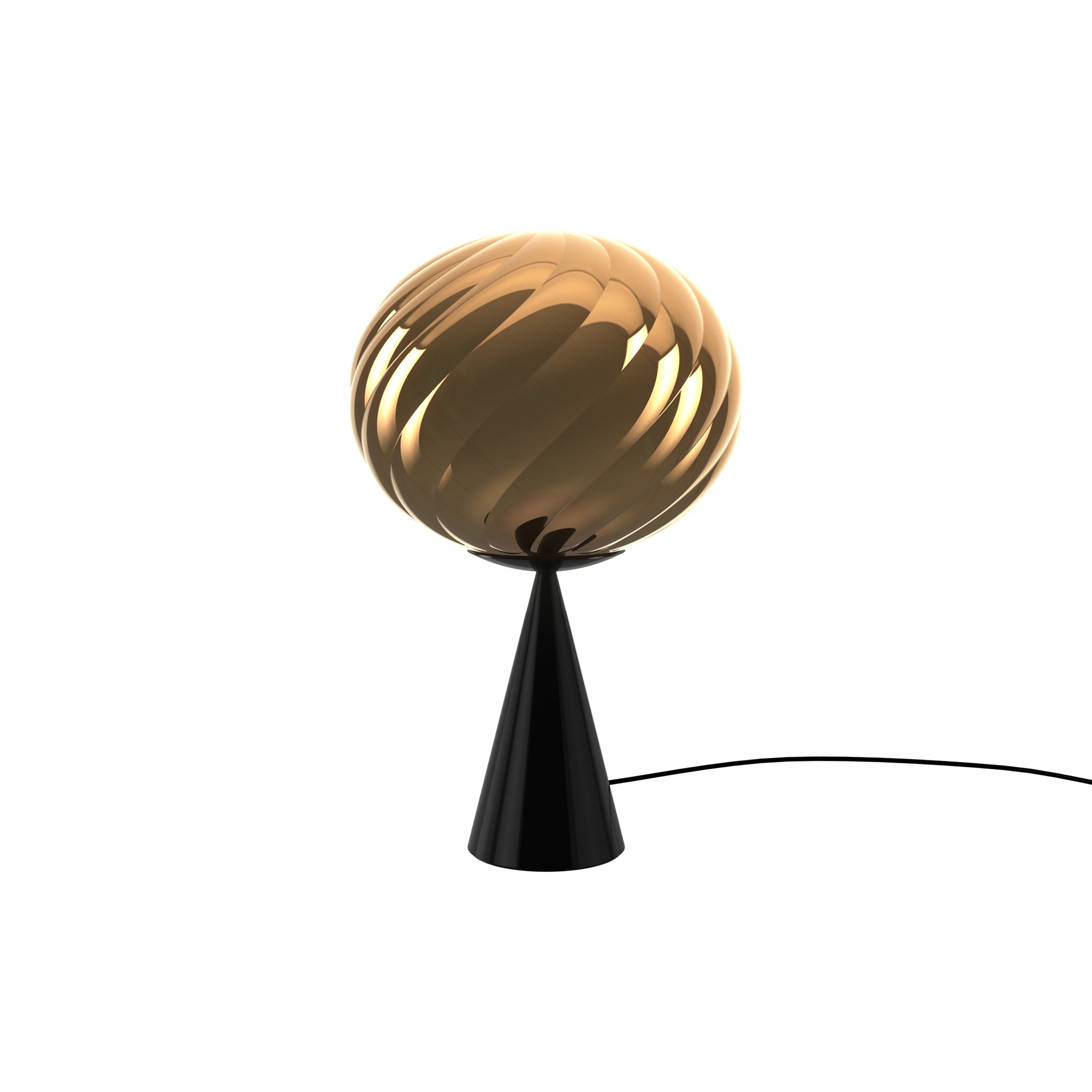 Whirl Cone Fat Table Lamp: Gold + Black